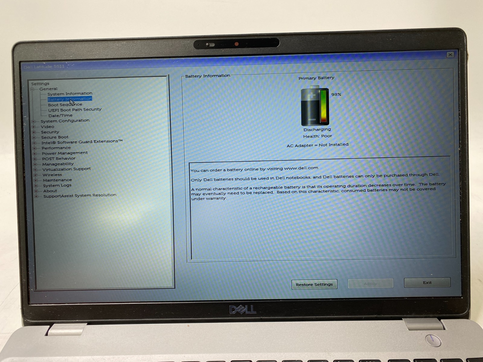 Dell Latitude 5511 15.6″ Touch i7-10850H 4GB RAM MX250 No SSD/WiFi/Bottom PARTS