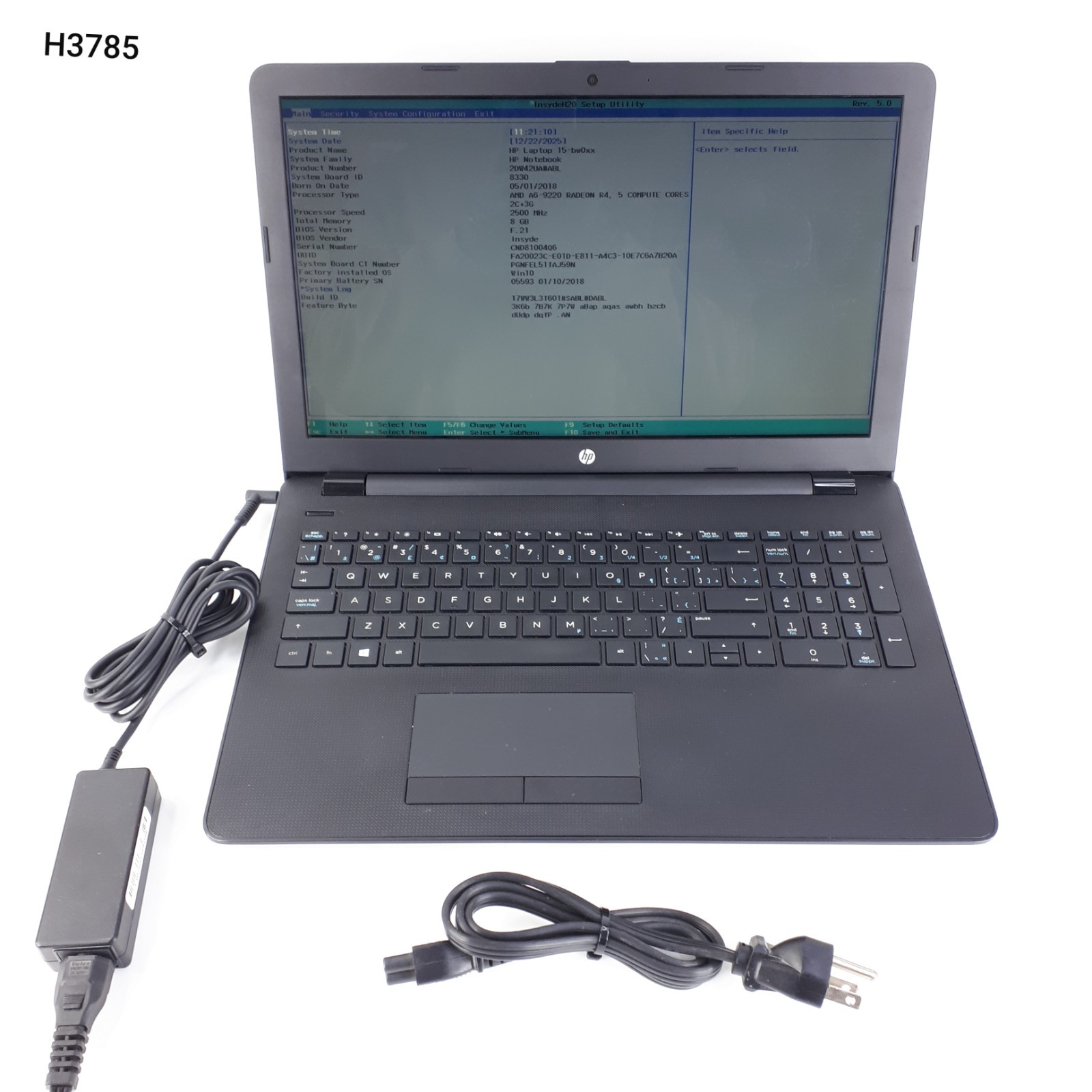 Hp Notebook 15bw0xx 15.6″ Laptop AMD A6-9220 Radeon R4 8GB RAM For Parts/AS IS