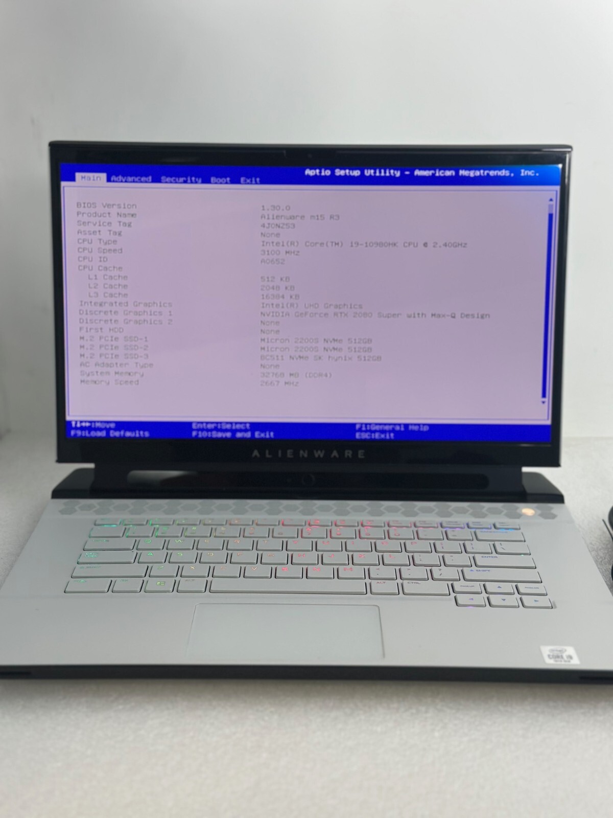 Alienware M15 R3 Intel Core 10th Gen. i9-10980HK GeForce RTX2080 8GB DDR6 – READ