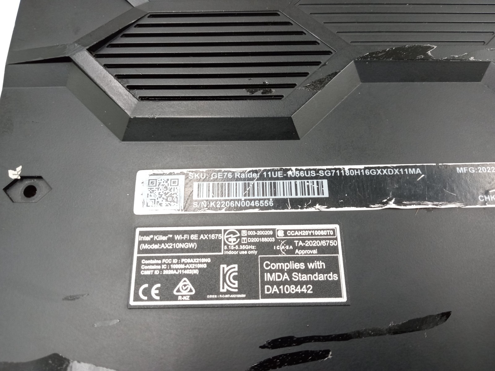 MSI GE76 Raider 11UE-1056US Intel i7-11800H Nvidia RTX 3060 – FOR PARTS – READ!