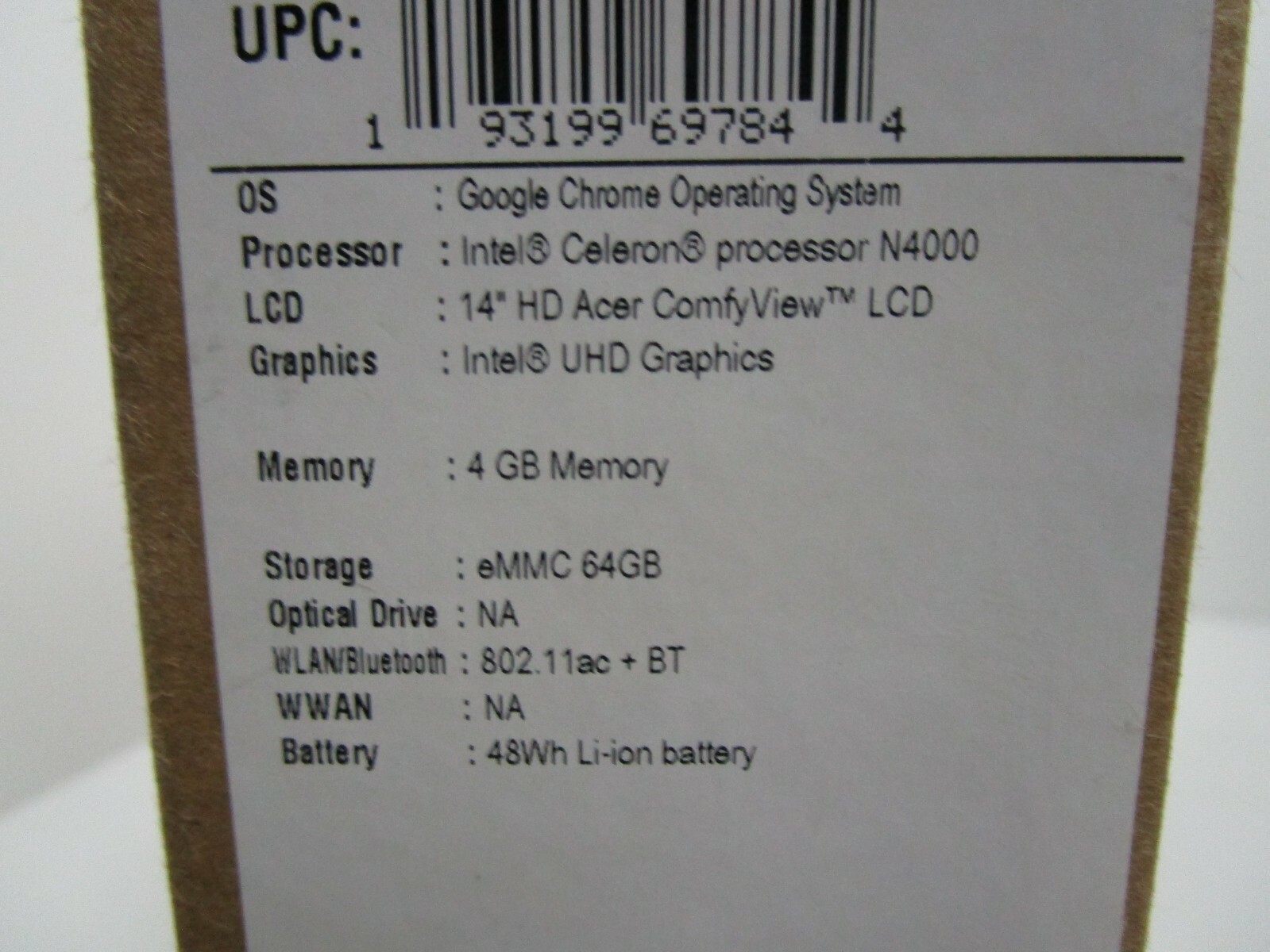 Acer Chromebook 14″ Intel N4000 Dual-Core 4GB 64GB eMMC Chrome OS CB314-1H-C34N