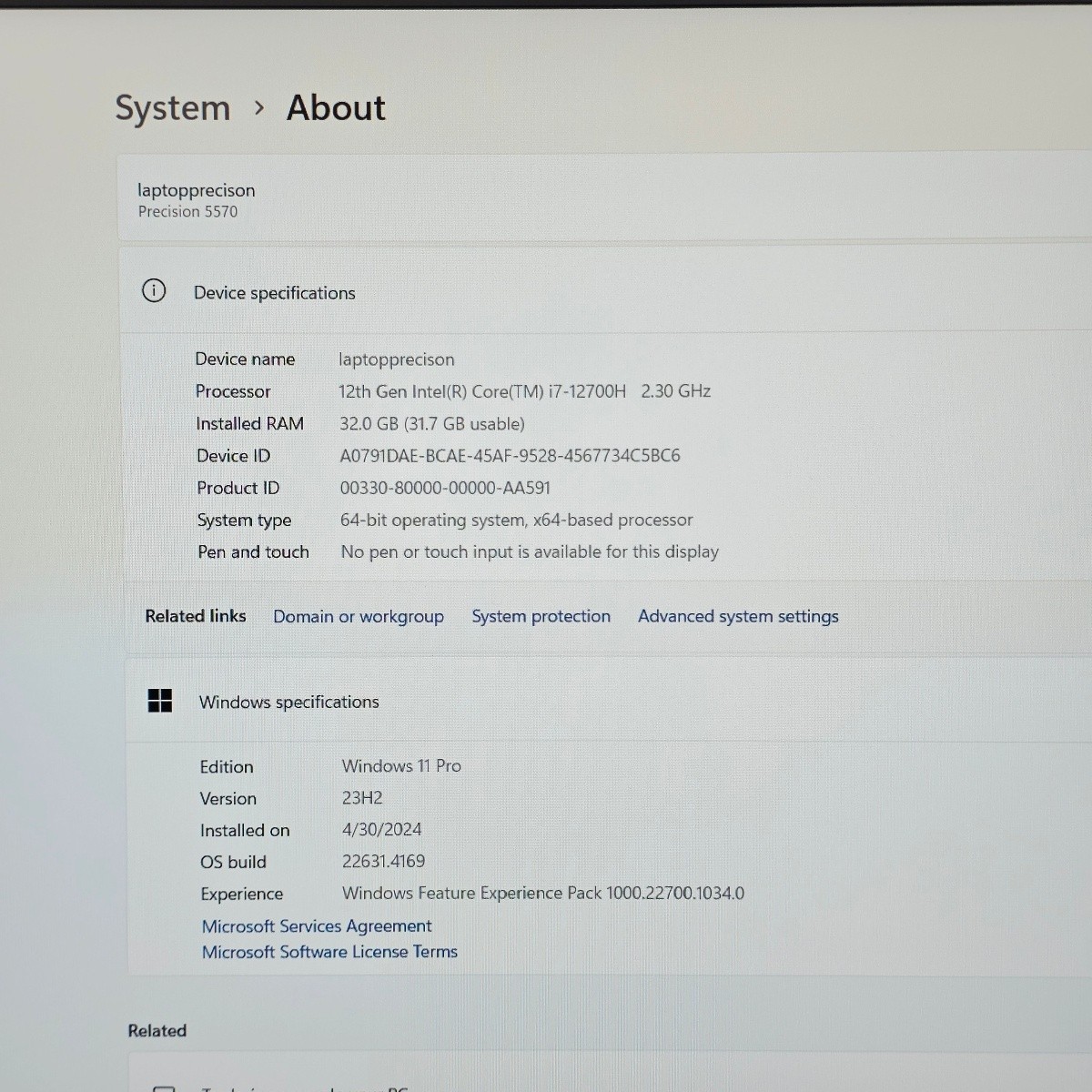 Dell Precision 5570 15.6 i7-12700H 32GB 512GB RTX A2000 Windows 11