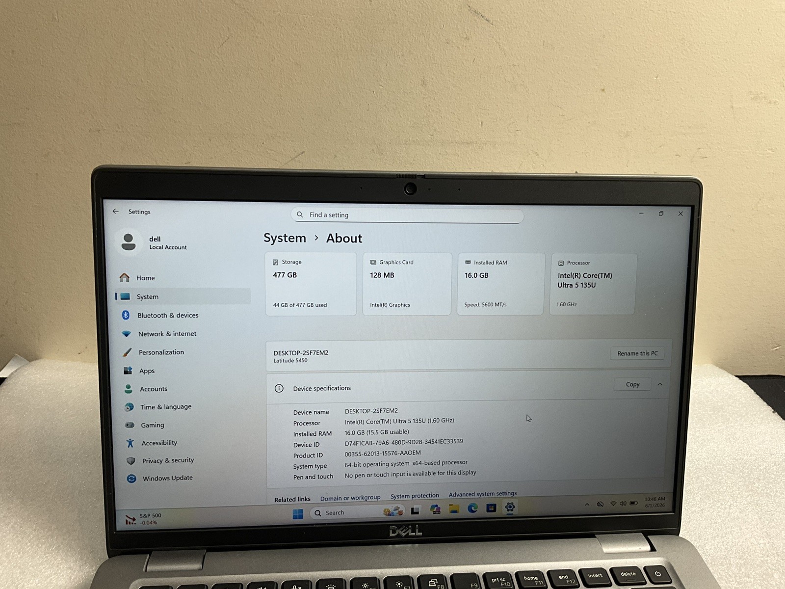 Dell Latitude 5450 14’’Ultra 5 135U 1.6GHz 16GB Ram 512GB SSD WIN11PRO #13