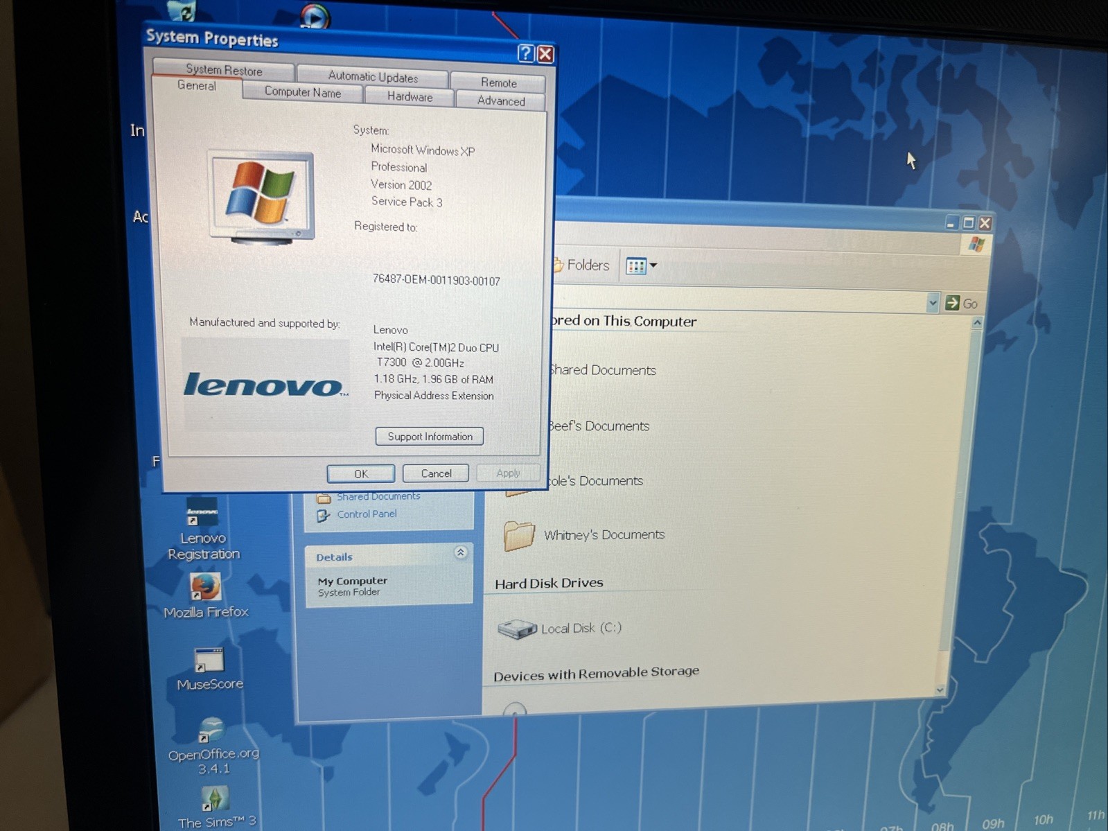 IBM Lenovo ThinkPad T61 14″IN LCD T7300 2.00GHz 2GB RAM 80GB HDD Windows XP PRO