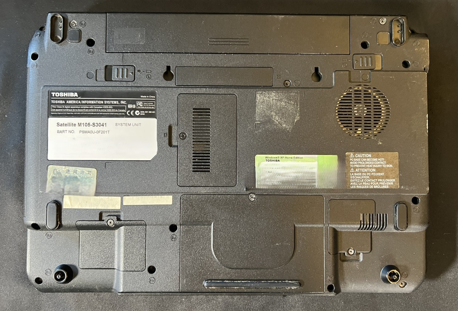 Toshiba Satellite M105-S3041 Vintage Laptop Intel Centrino XP Era – Untested