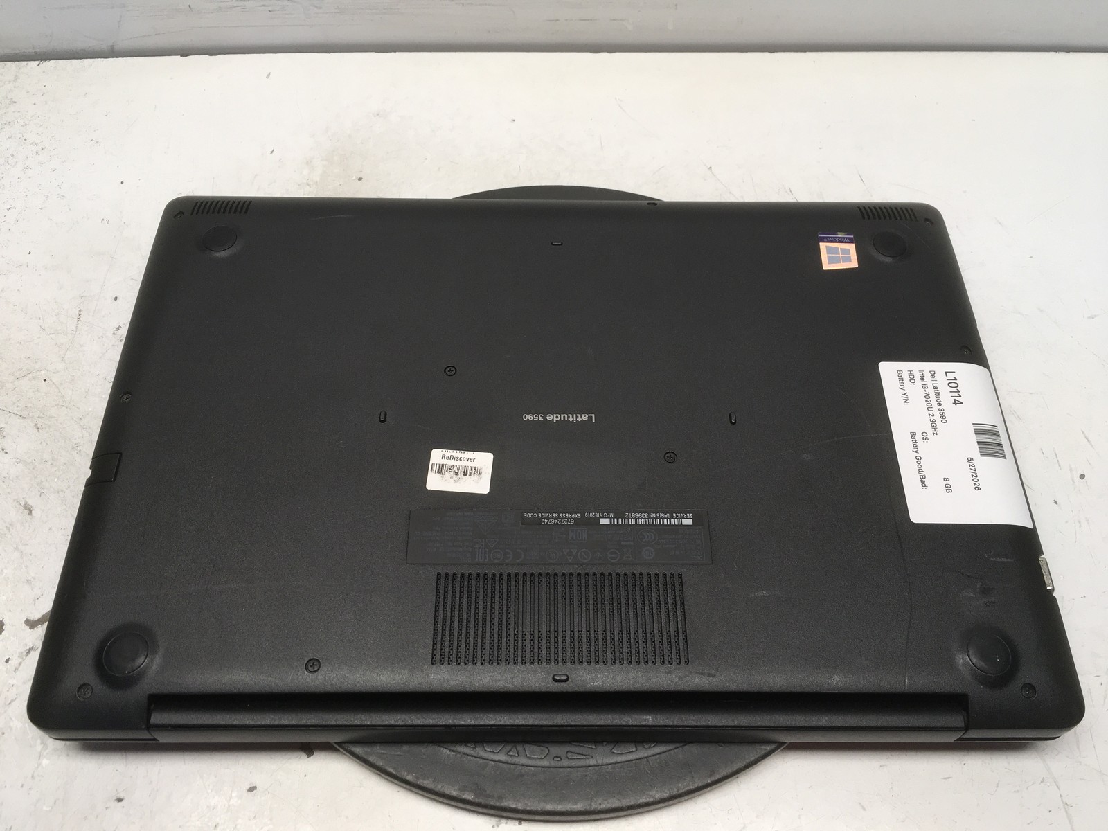 Dell Latitude 3590 Intel i3-7020U 2.3GHz 8 GB NO HDD No Batt
