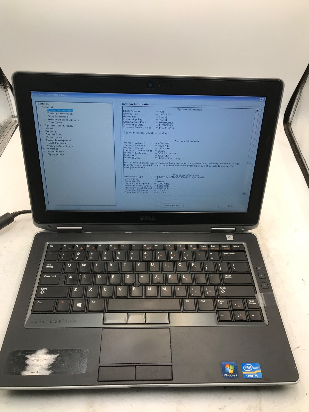 Dell Latitude E6630 Intel Core i3 3380M 2.9GHz 13″ Laptop 4GB RAM-BAD KB -MZ