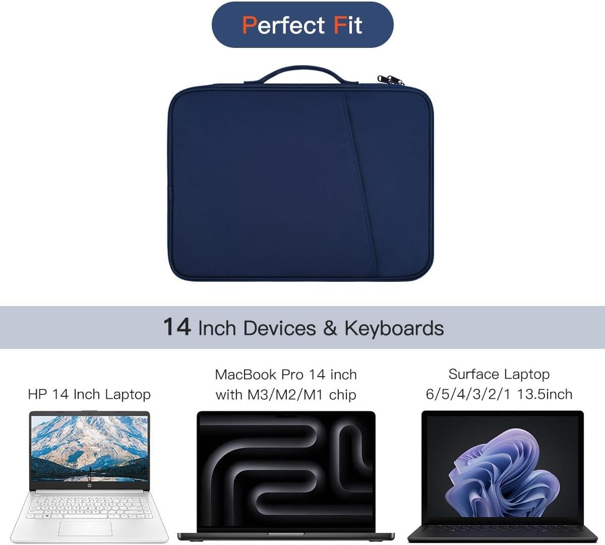 14 Inch Laptop Sleeve Bag for MacBook Pro with M5 M4 M3 M2 M1 Chips – Blue