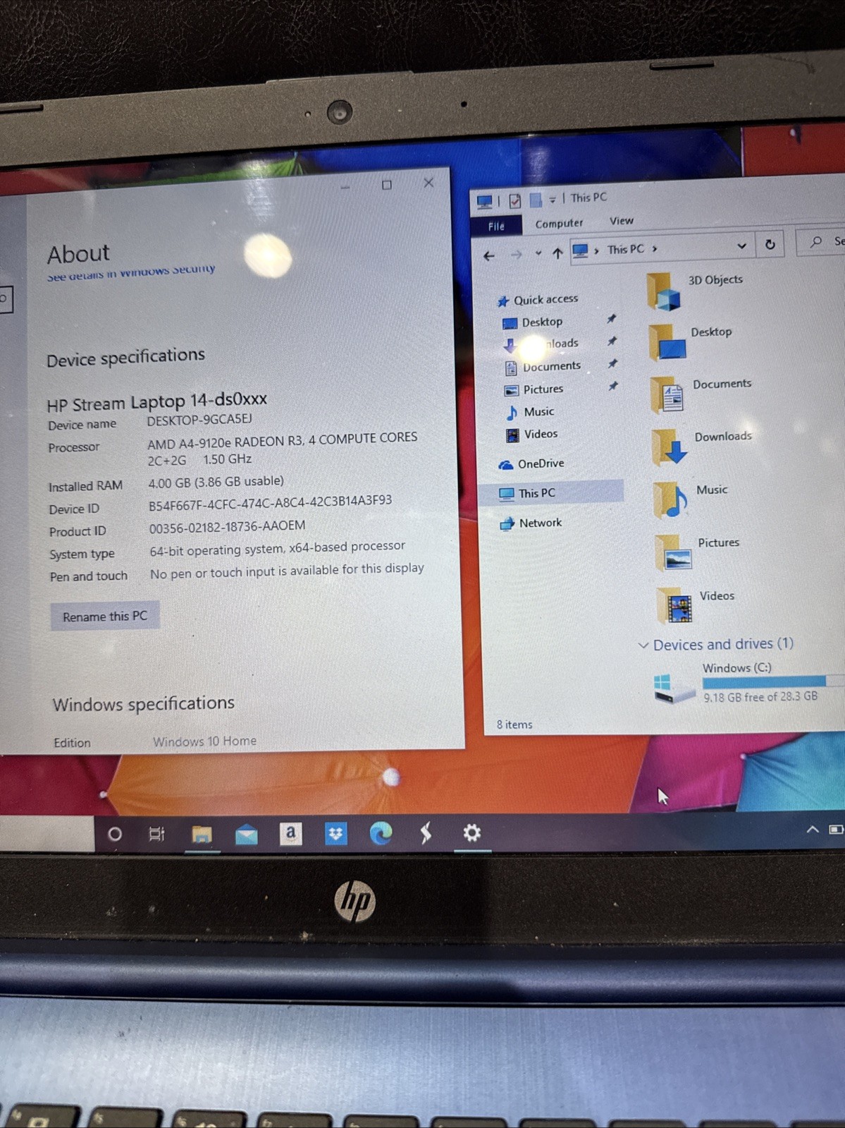 HP 14-ds0010nr 14″ HD WLED Laptop AMD A4-9120e 1.5 GHz 4GB DDR4 32GB eMMC W10