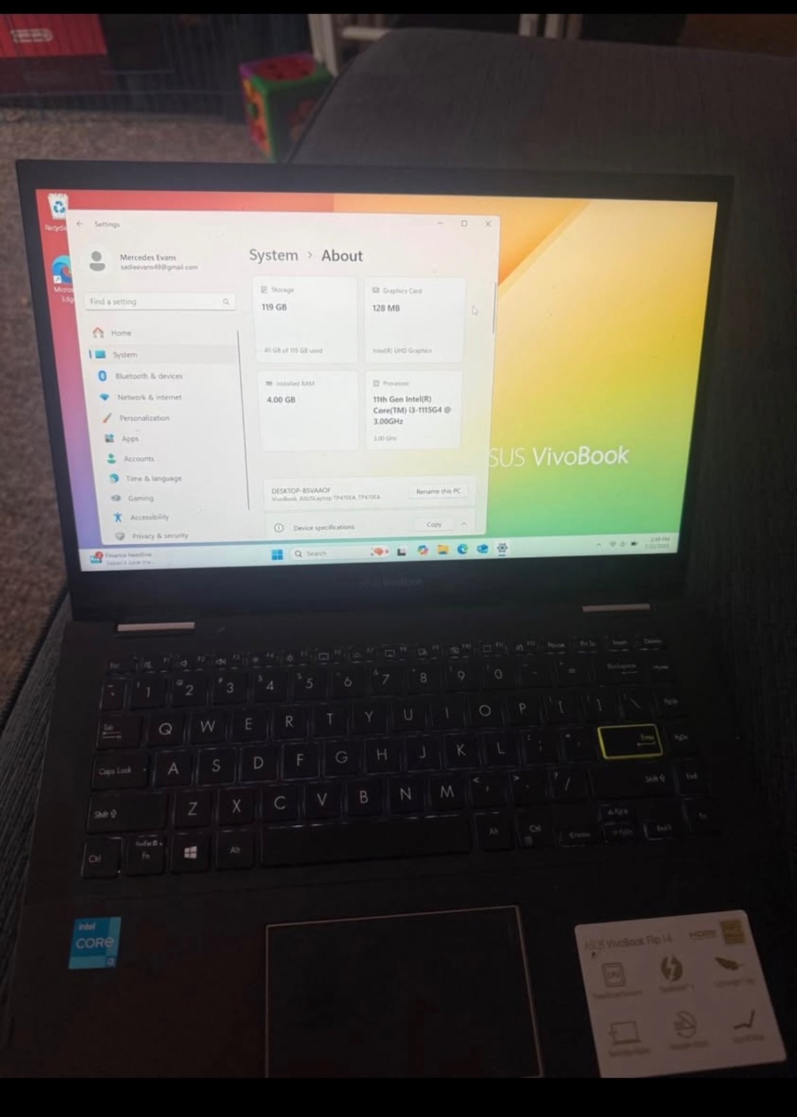 ASUS VivoBook 14 inch (128GB, Intel Core i3 8th Gen., 3.90GHz, 4GB)…
