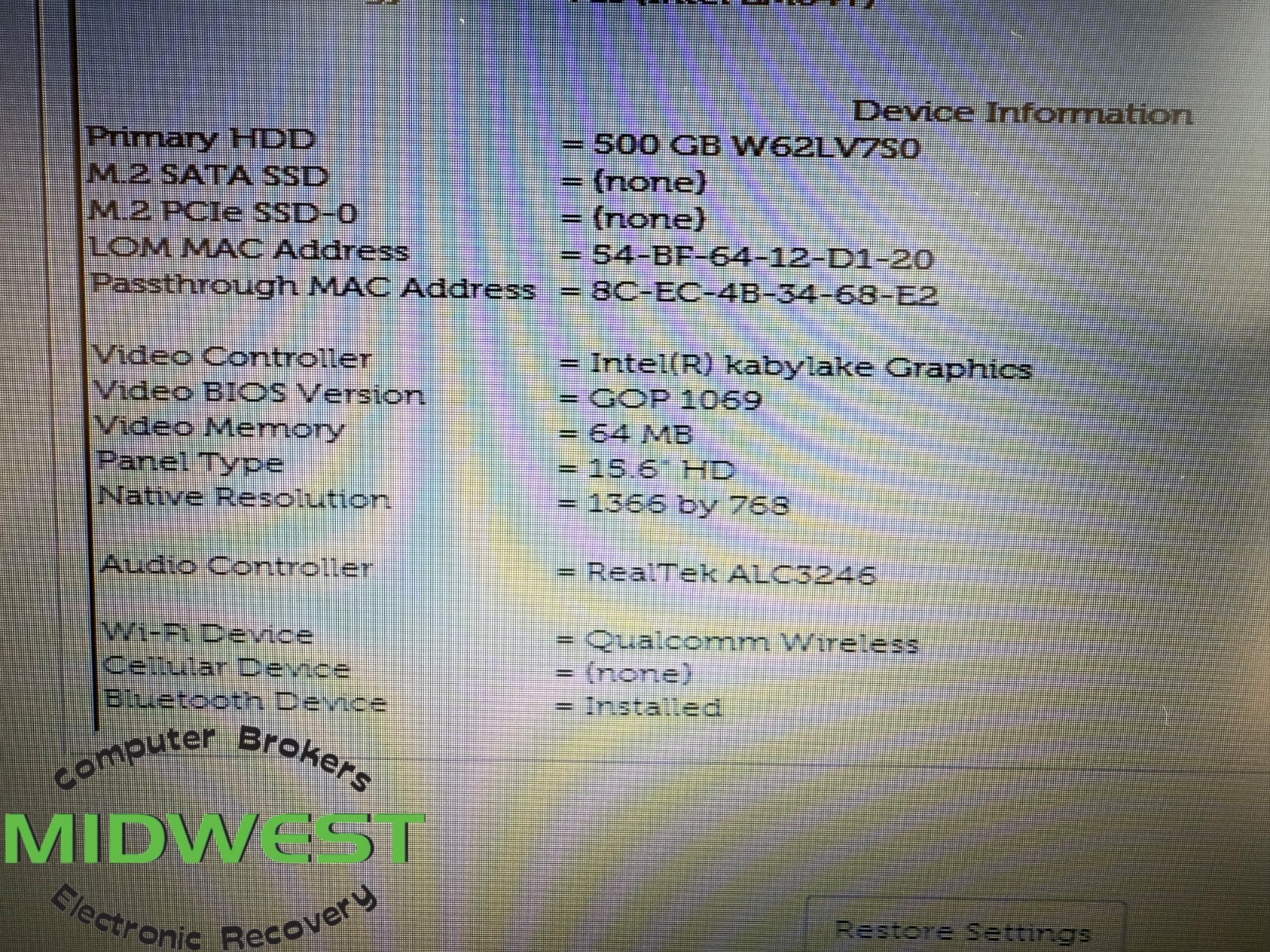 Dell Latitude 3590 i5-8250U 1.6GHz 8GB 500GB HDD