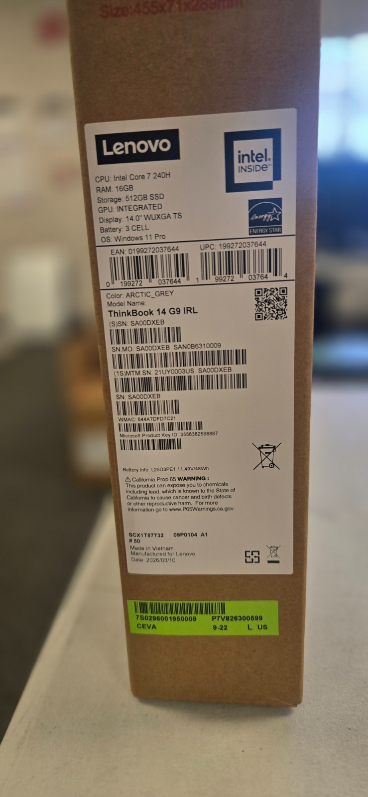 Lenovo ThinkBook 14 G9 IRL 21UY0003US 14 in Touch Core 7 240H 16GB RAM 512GB SSD