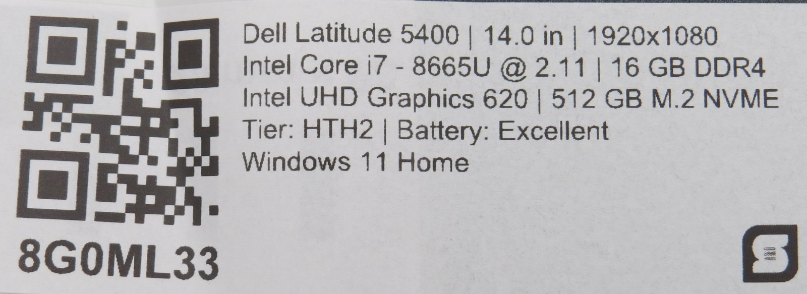 Dell Latitude 5400 | i7-8665U @ 2.1GHz | 16GB DDR4 | 512GB m2 | Win 11