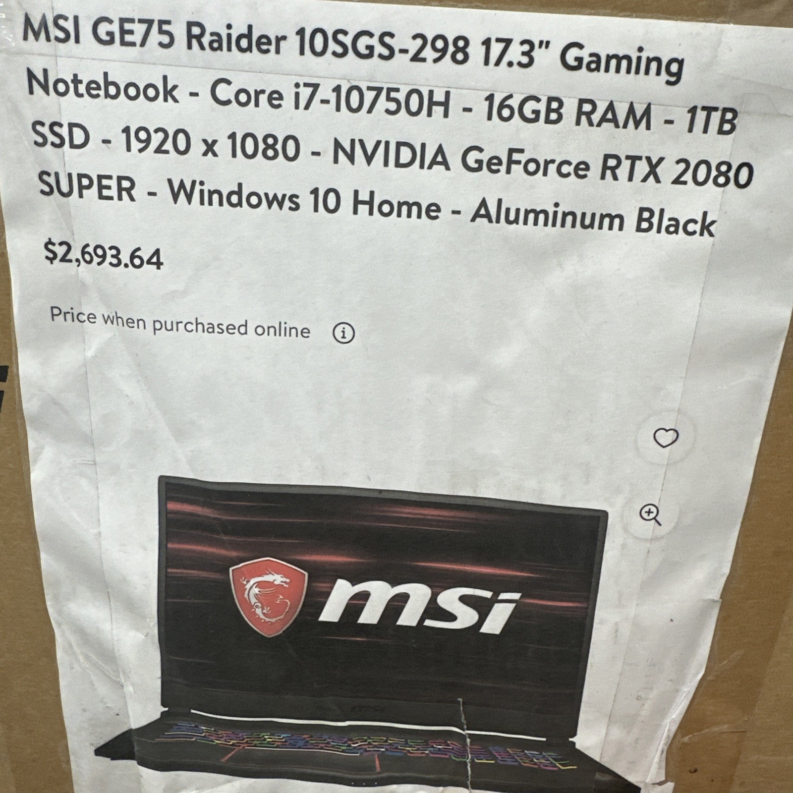 MSI GE75 Raider 10SGS