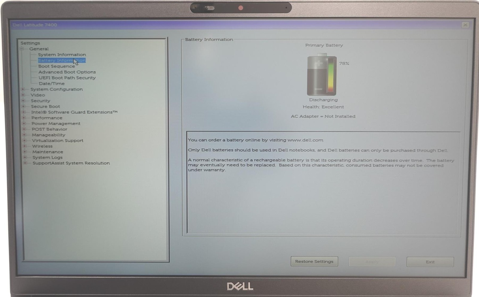 Dell Latitude 7400 14″ Core I7-8665U 1.90GHz 16GB 256GB SSD Laptop