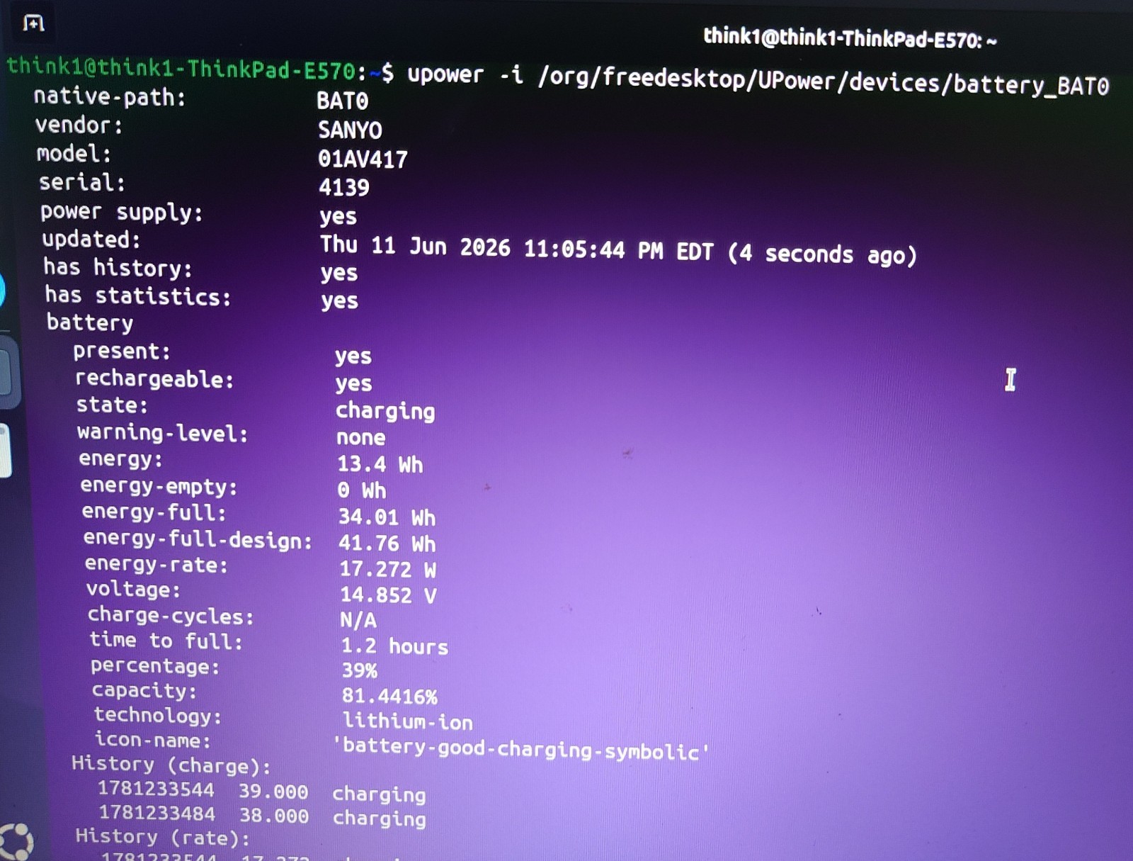 Thinkpad E570 Good Battery i3 12GB RAM 500GB HDD Fresh Ubuntu No Charger 1/2