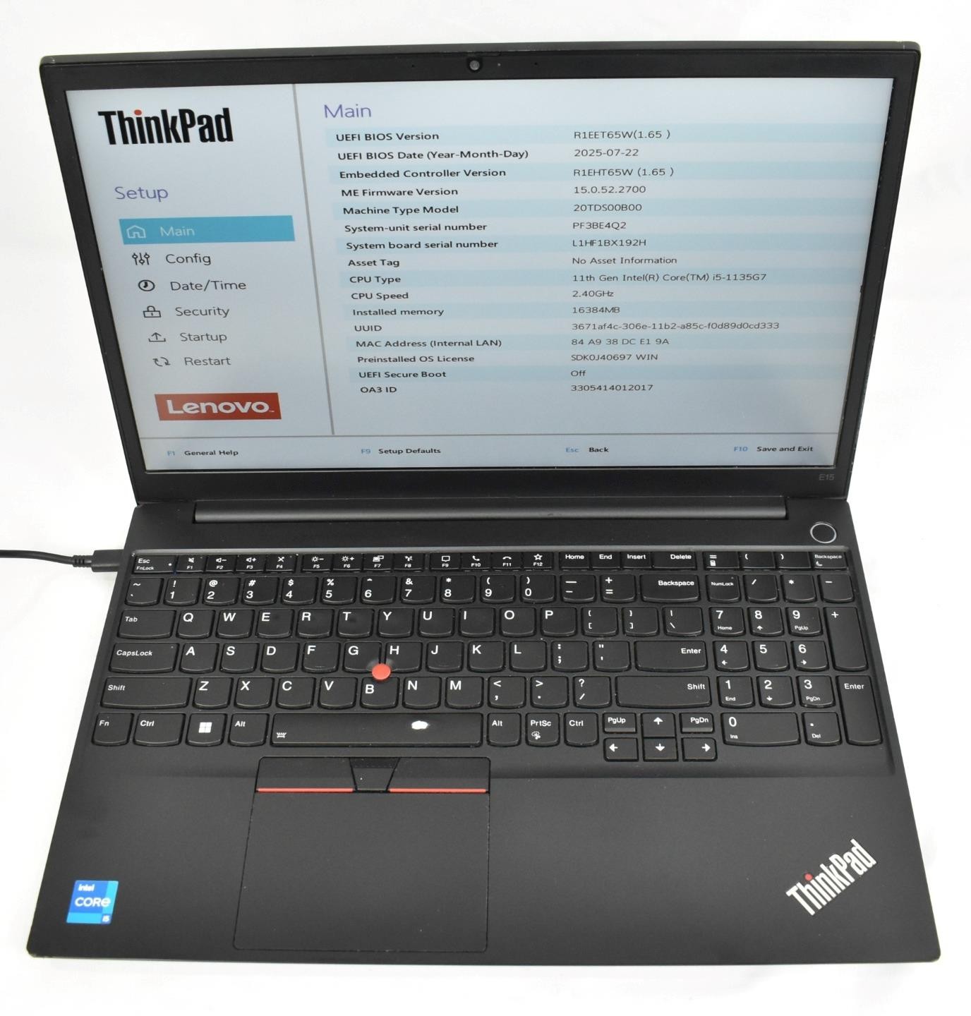 Lenovo Thinkpad E15 Gen 2 i5-1135G7 2.4GHz 16GB 256GB SSD 15.6″ No OS *See Issue