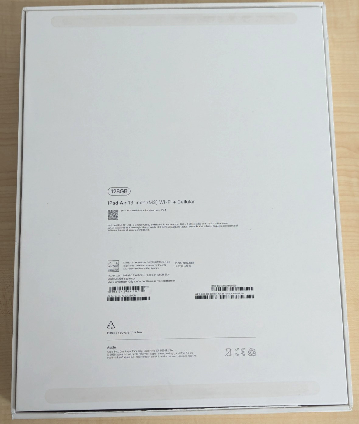 Apple iPad Air 13″ M3 128GB (Blue) MCJ24LL/A Wi-Fi ONLY!
