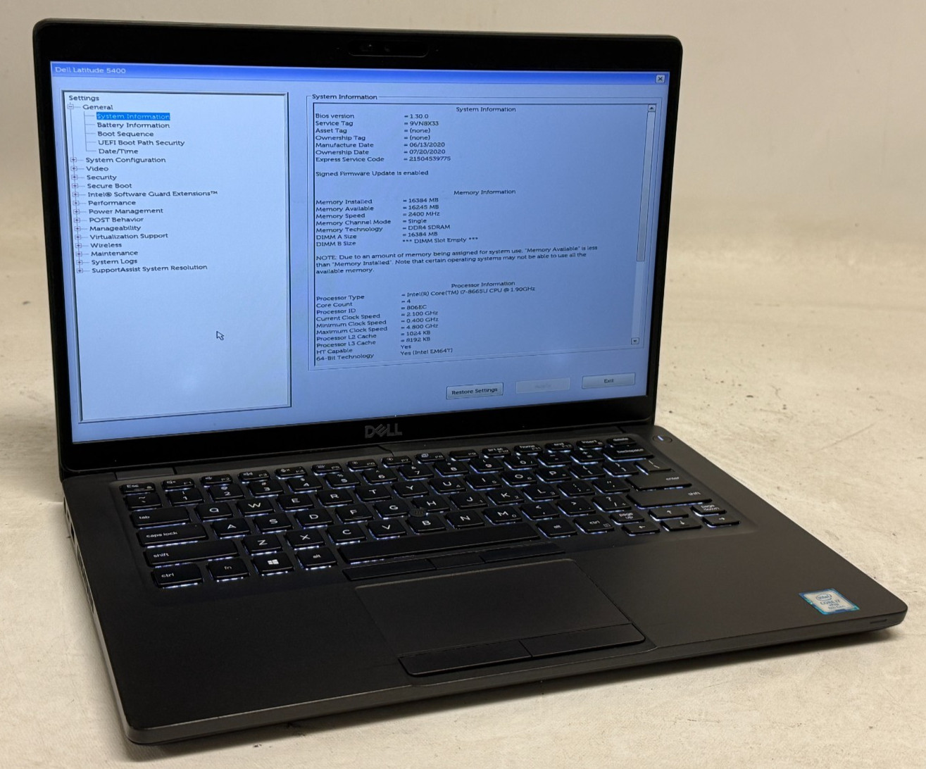 Dell Latitude 5400 14″ (i7-8665u 1.90GHz – 16GB RAM – 512GB SSD – Win11Home)