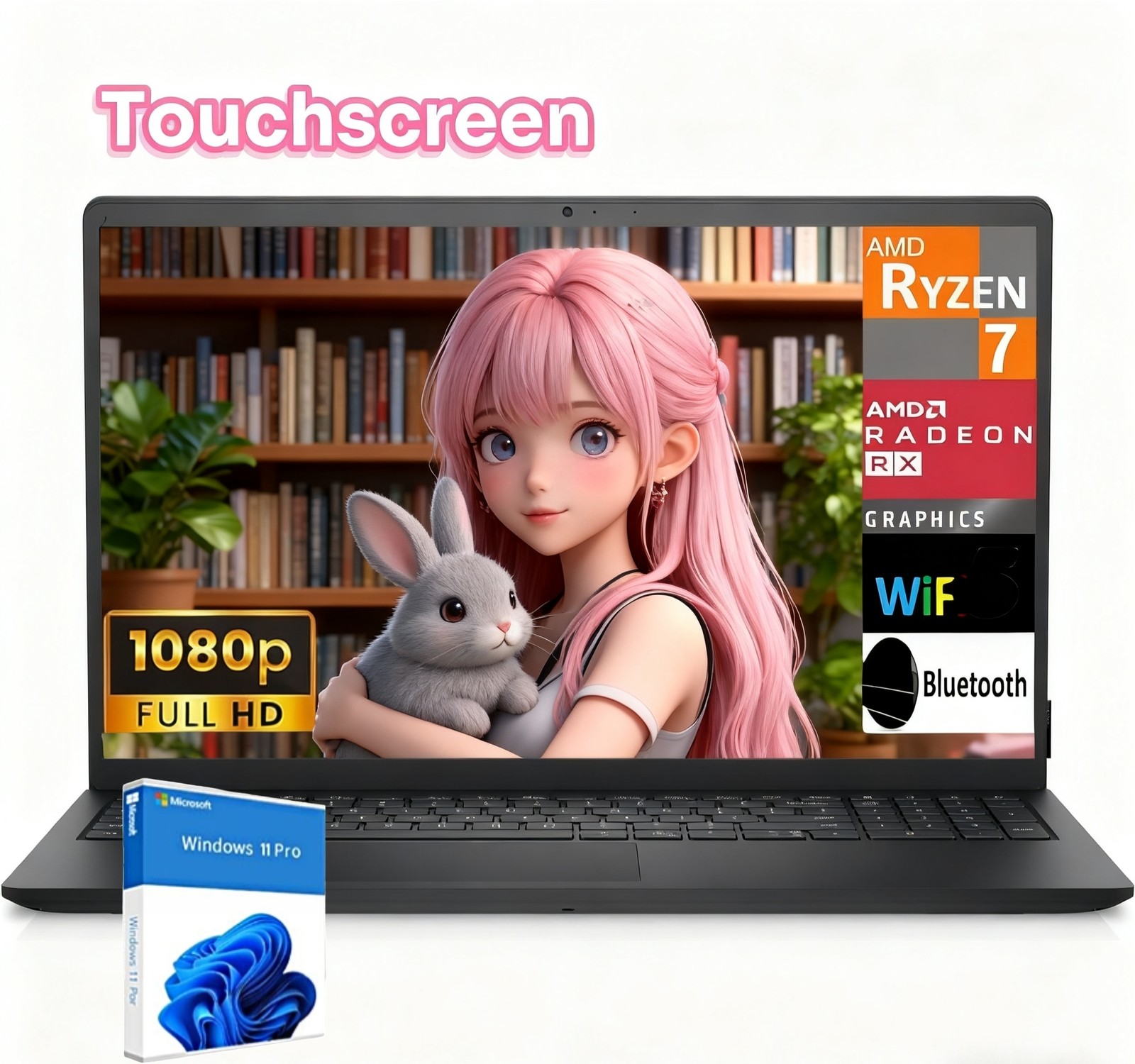 Dell Inspiron Laptop 15.6″ FHD 1080p Touch 8 Core Ryzen 7 32GB RAM 1TB Win11Pro