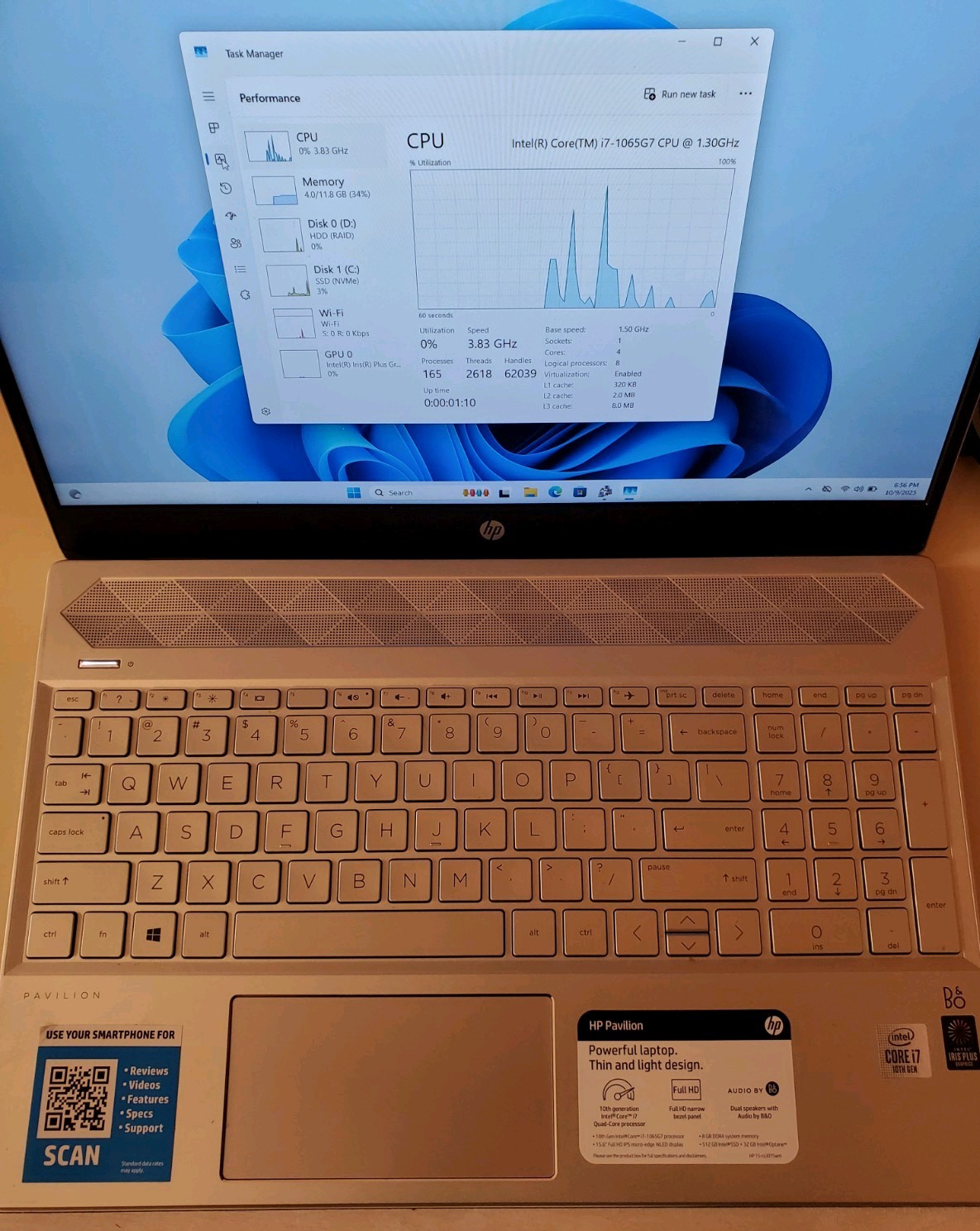 HP Pavilion 15 /Intel i7-1065G7 /12GB RAM/128GB NVME /1TB HDD/100% WORKING