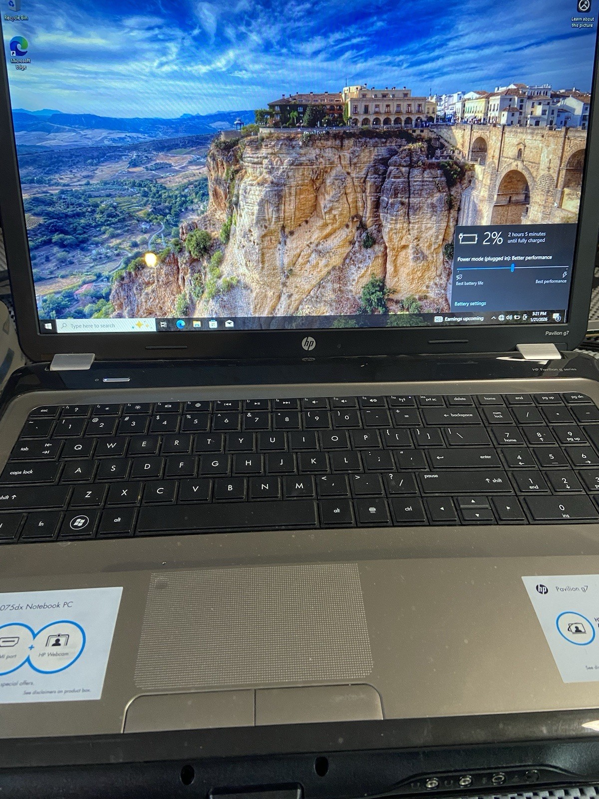 HP PAVILION G7 1075DX NOTEBOOK PC- AMD Phenom II – WINDOWS 10 PRO