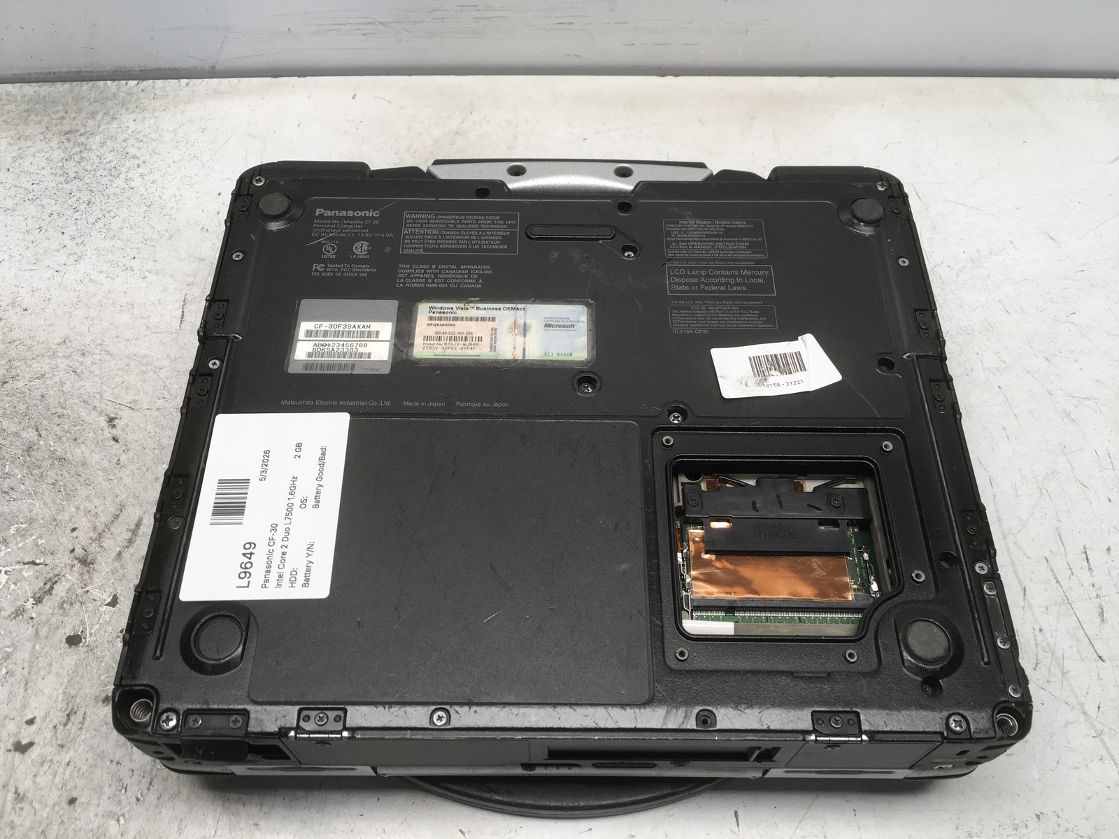 Panasonic CF-30 Intel Core 2 Duo L7500 1.6GHz 2 GB NO HDD No Batt