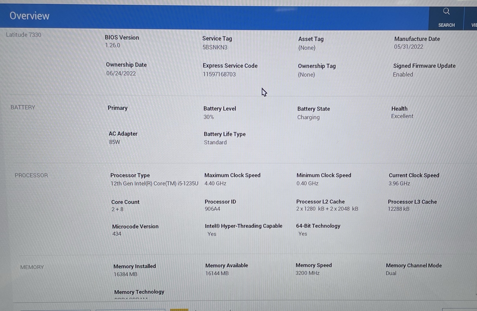 DELL LATITUDE 7330 I5-1235u 16GB RAM 256GB SSD GRADE D