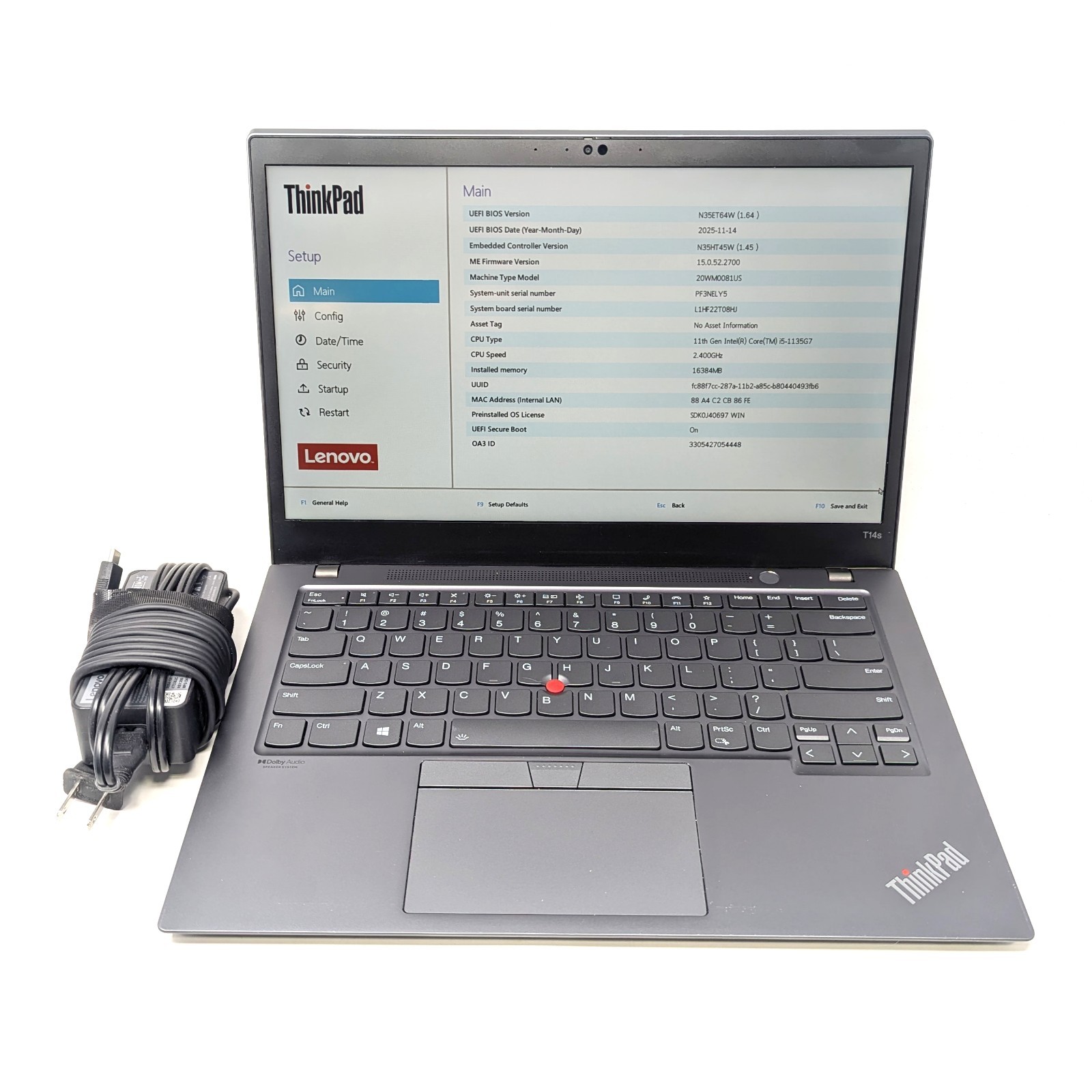 Lenovo ThinkPad T14s Gen 2 – 14″ Intel Core i5-1135G7 2.4GHz 16GB RAM No OS/SSD