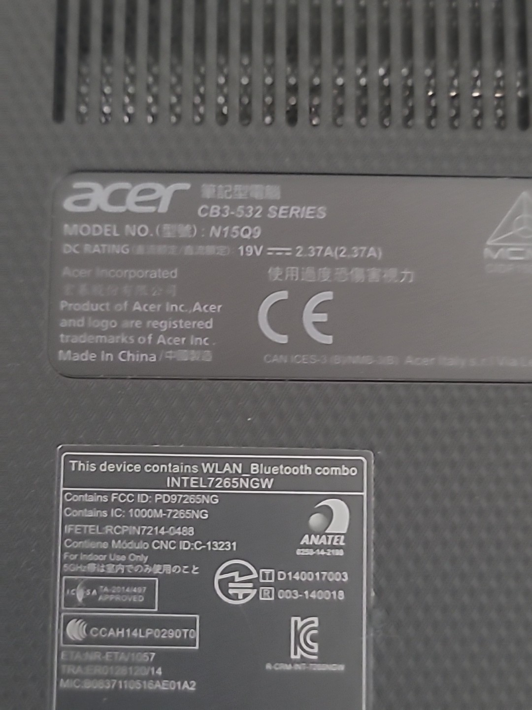 Acer Chromebook 15 CB3-532-108H 15″ Intel Atom x5 E8000 4GB 16GB Mint Condition