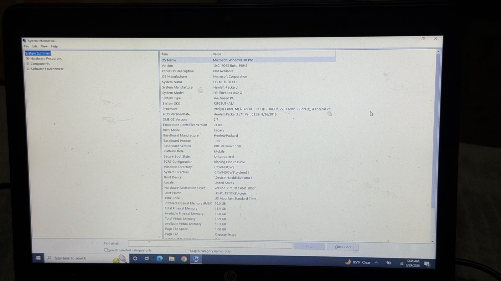 HP EliteBook 840 G1 14″ Laptop i7-4600U 16GB RAM Windows 10 Pro – Working