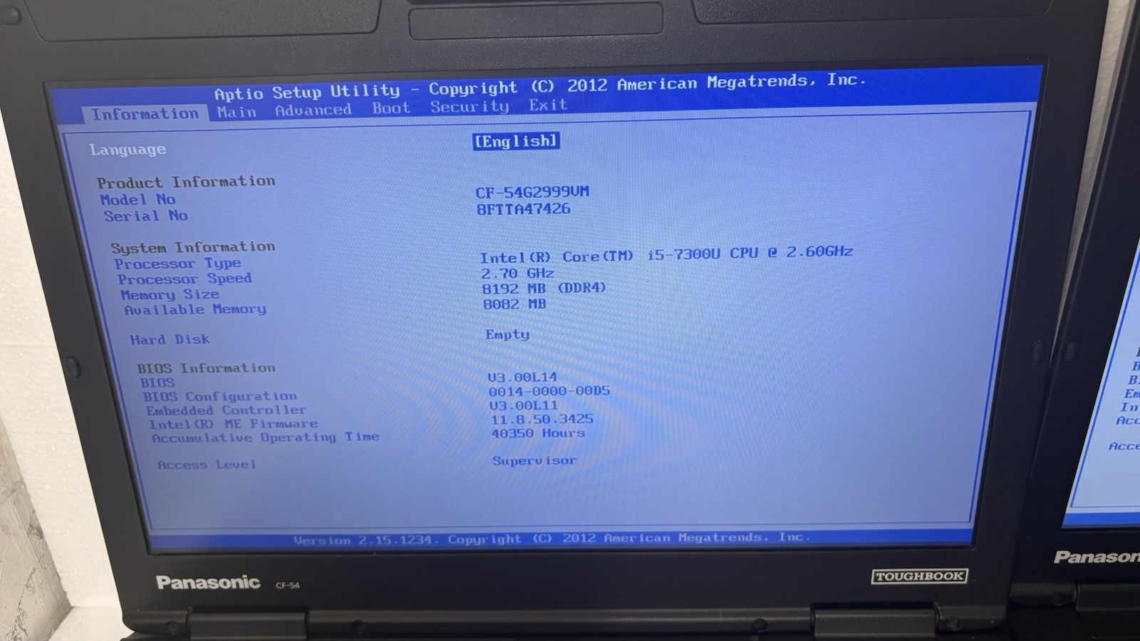 Lot of 5 Panasonic Toughbook CF-54 MK3 Laptop Intel Core i5-7300U 8GB *Read*