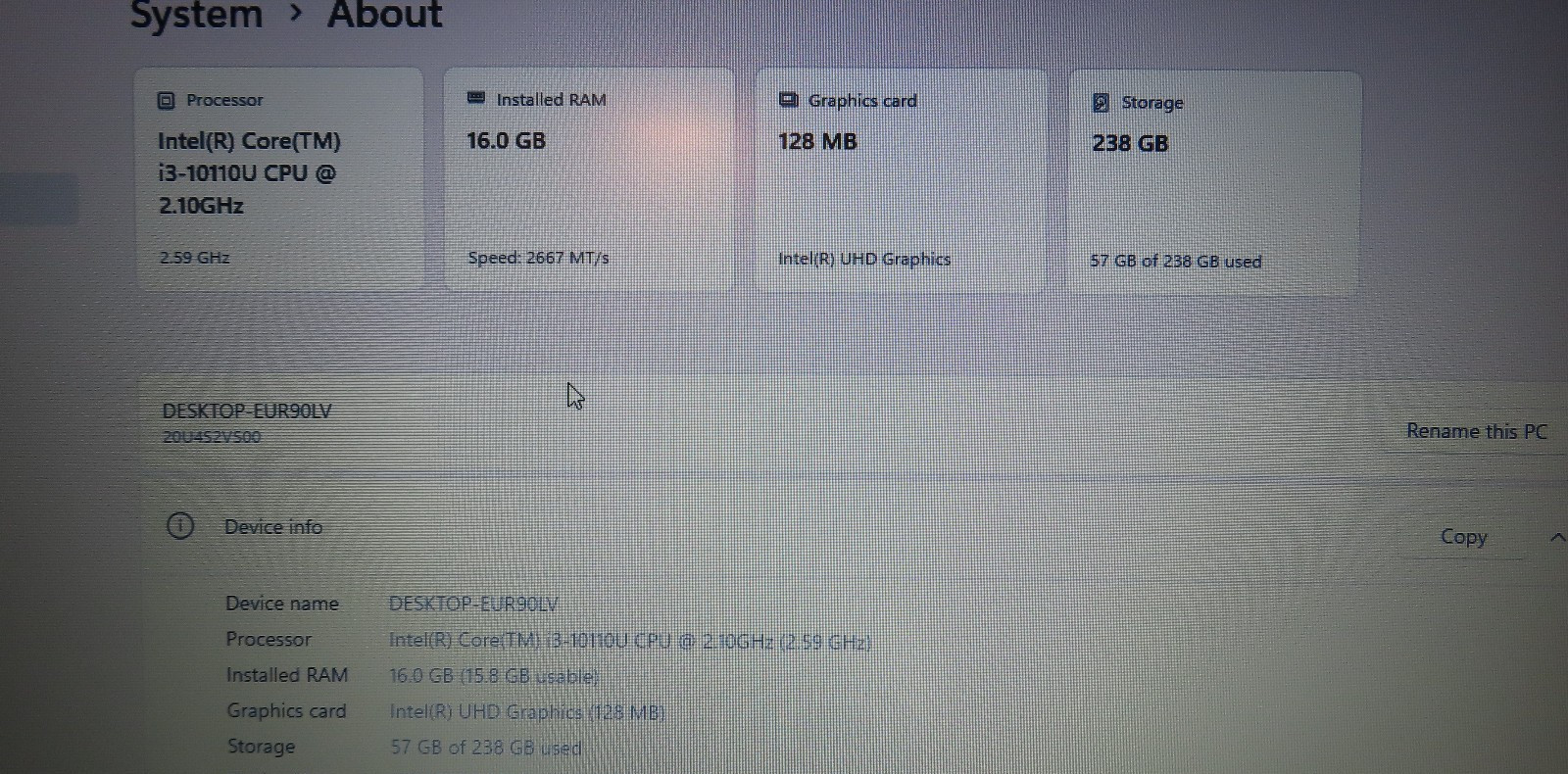 Thinkpad L15 Gen1 i3-10110U, 16GB DDR4, 256 SSD, Win11 BIOS LOCKED
