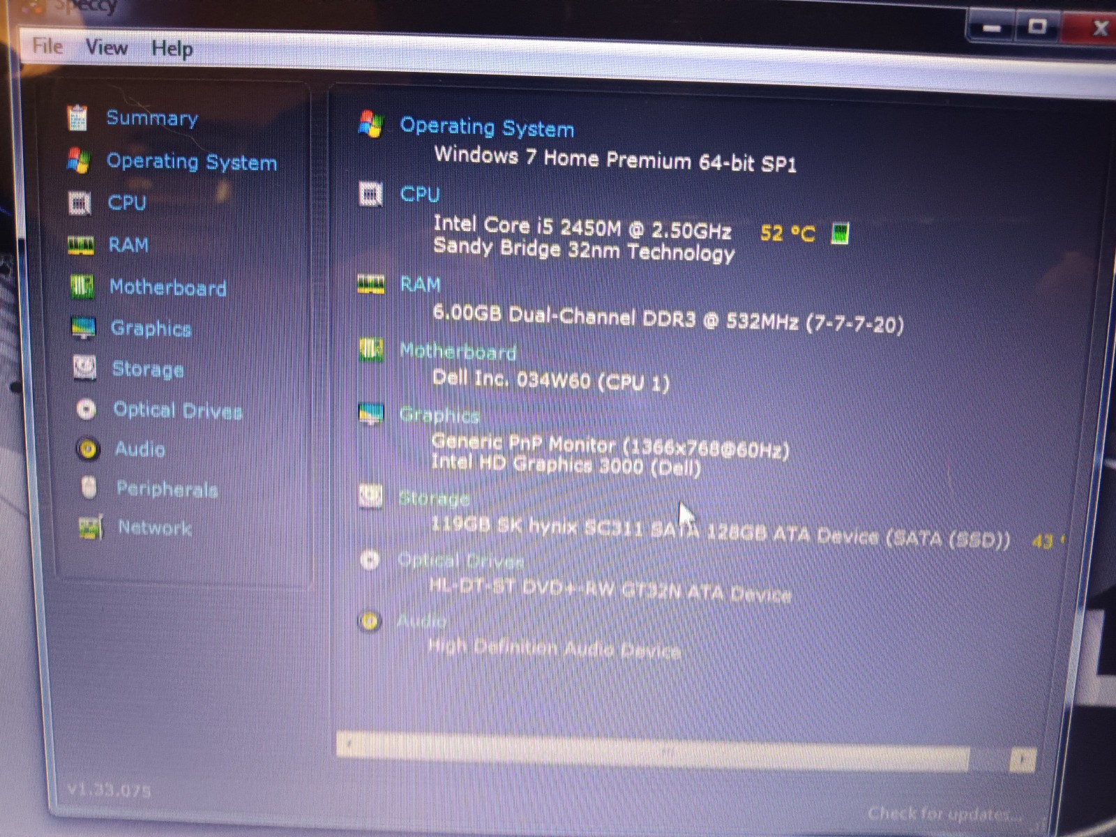 Dell Inspiron N5110/Core i5-2450M 2.50ghz/6gb/128gbSSD/Windows 7 Home/Web/BT/15.