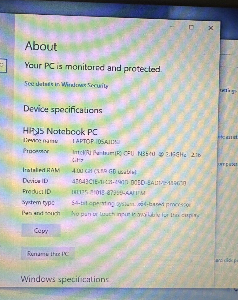 HP 15-1271WM Laptop w/ Intel Pentium N3540 2.16 GHZ + 4 GB | Charger No Battery