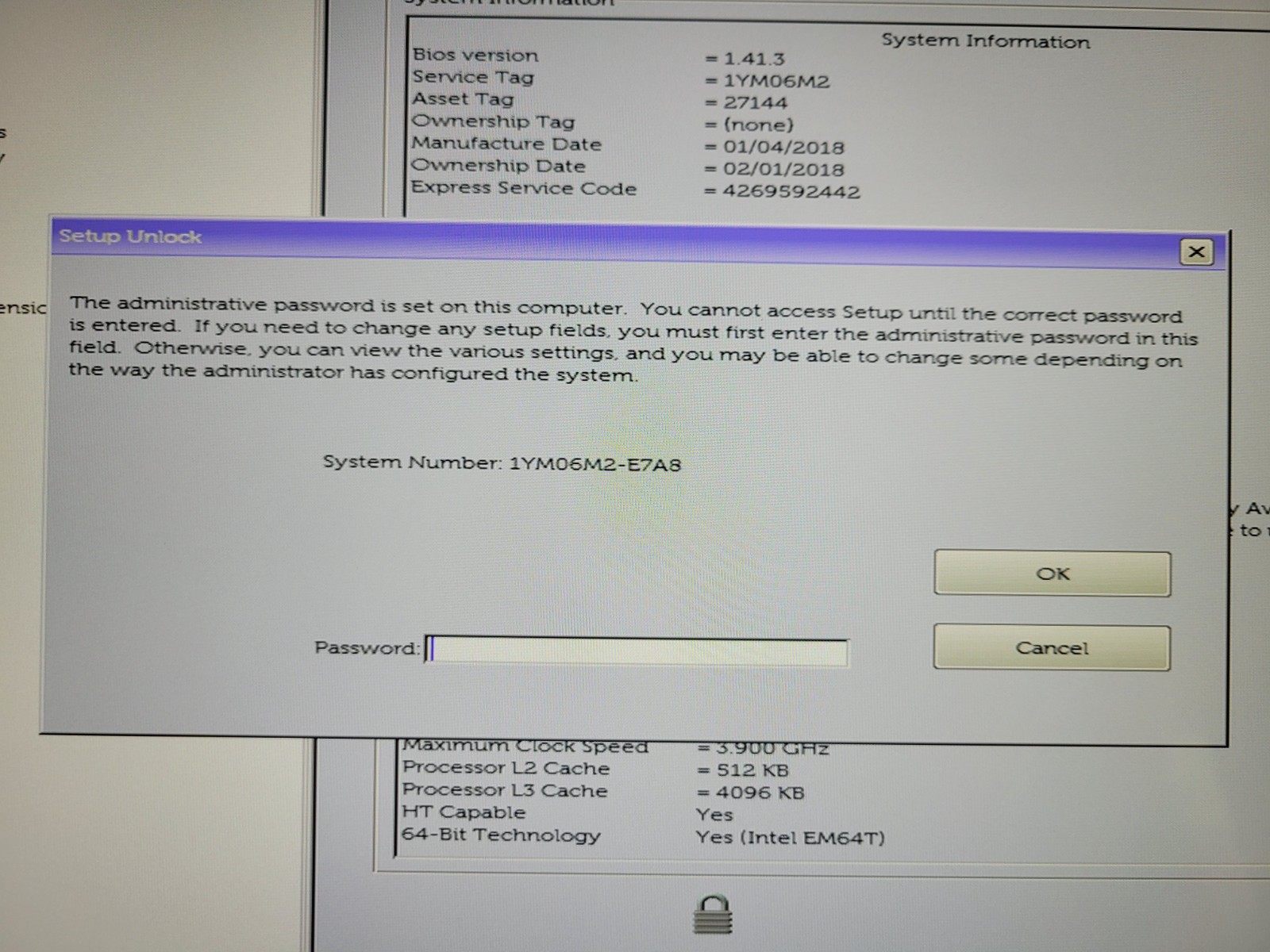 Dell Latitude 7480 Core i7-7600U @2.8Ghz, 8GB RAM, NO SSD/OS/BATTERY BIOS LOCKED