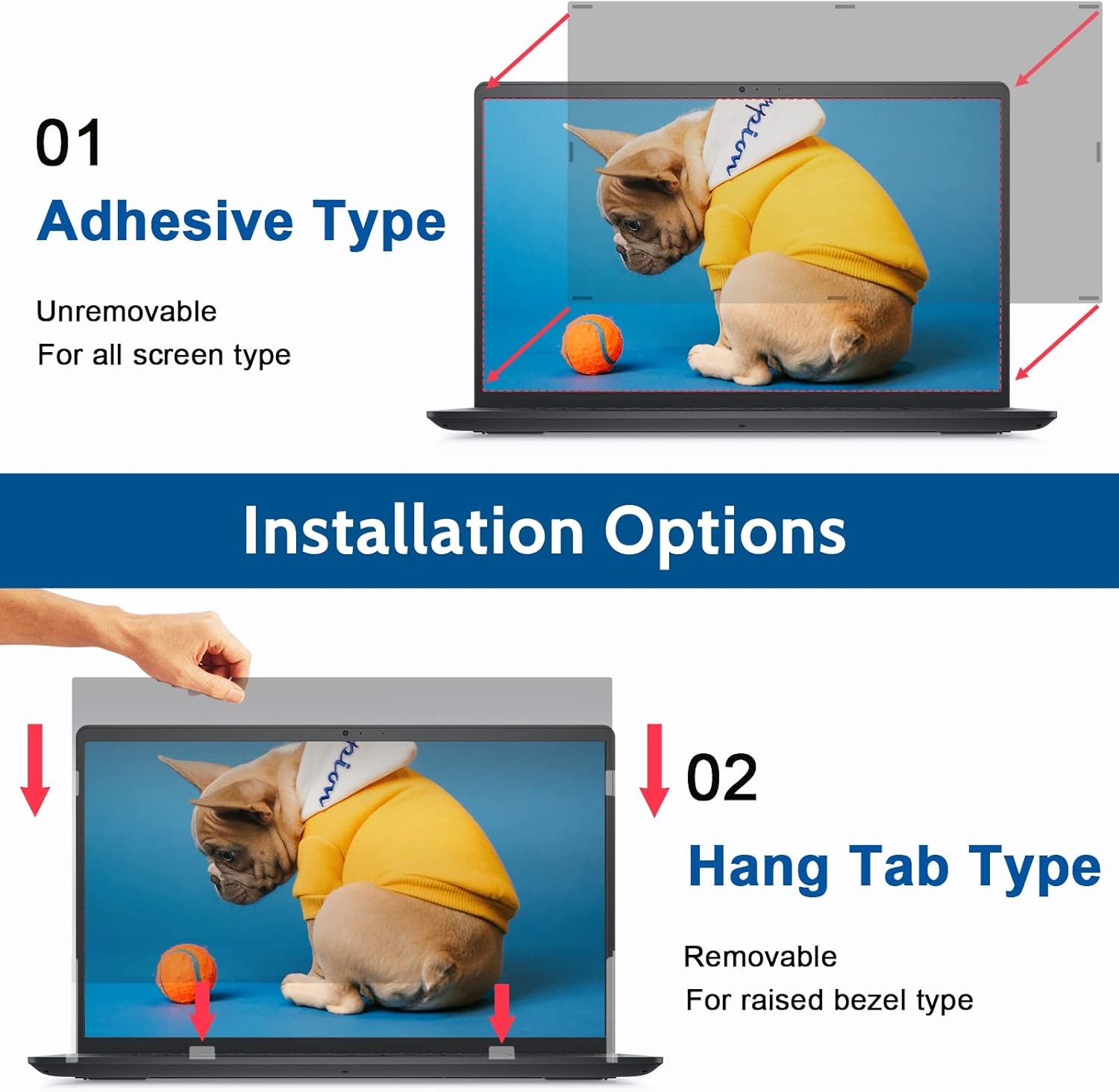 Laptop Privacy Screen 16 Inch 16:9 Aspect Ratio, Anti Blue Light Glare Filter