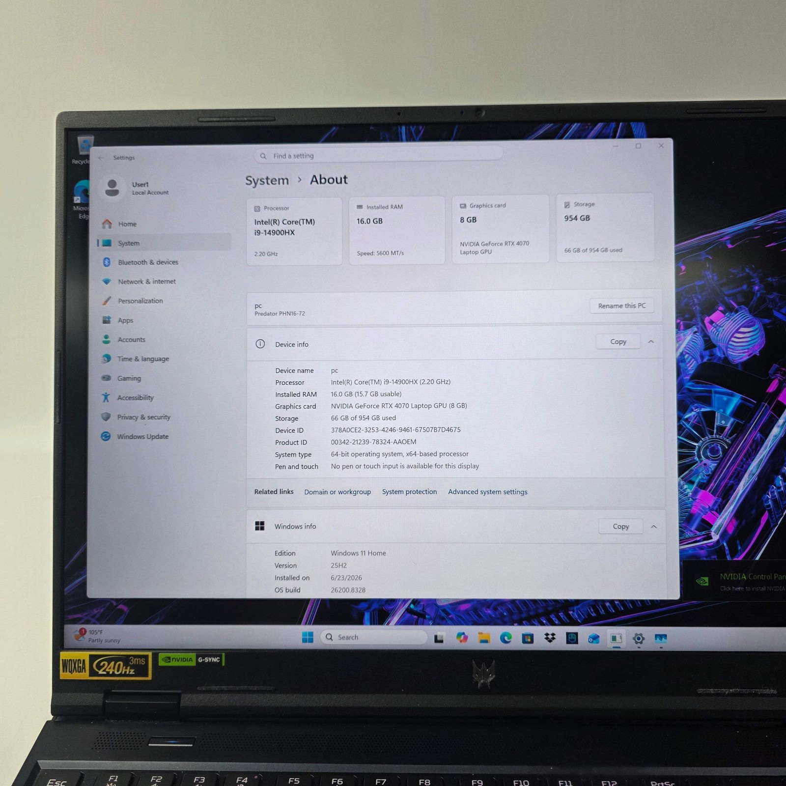 Acer Predator Helios Neo 16 PHN16-72 16″ i9-14900HX 2.2GHz 16GB RAM 1TB SSD 4070