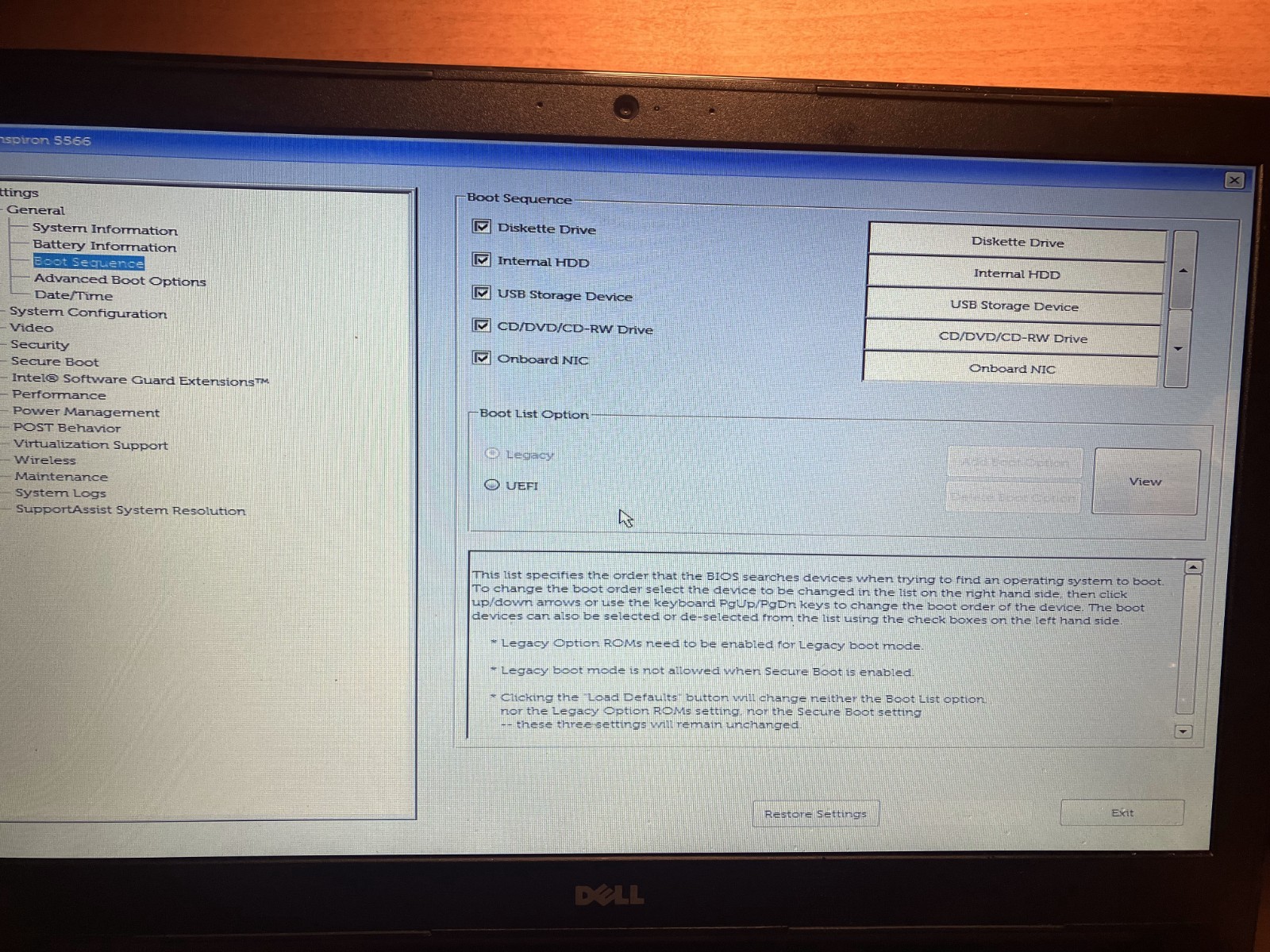 Dell Inspiron 5566 Intel Core i7-7500U 2.7GHz NO HDD, RAM, OS, PARTS ONLY