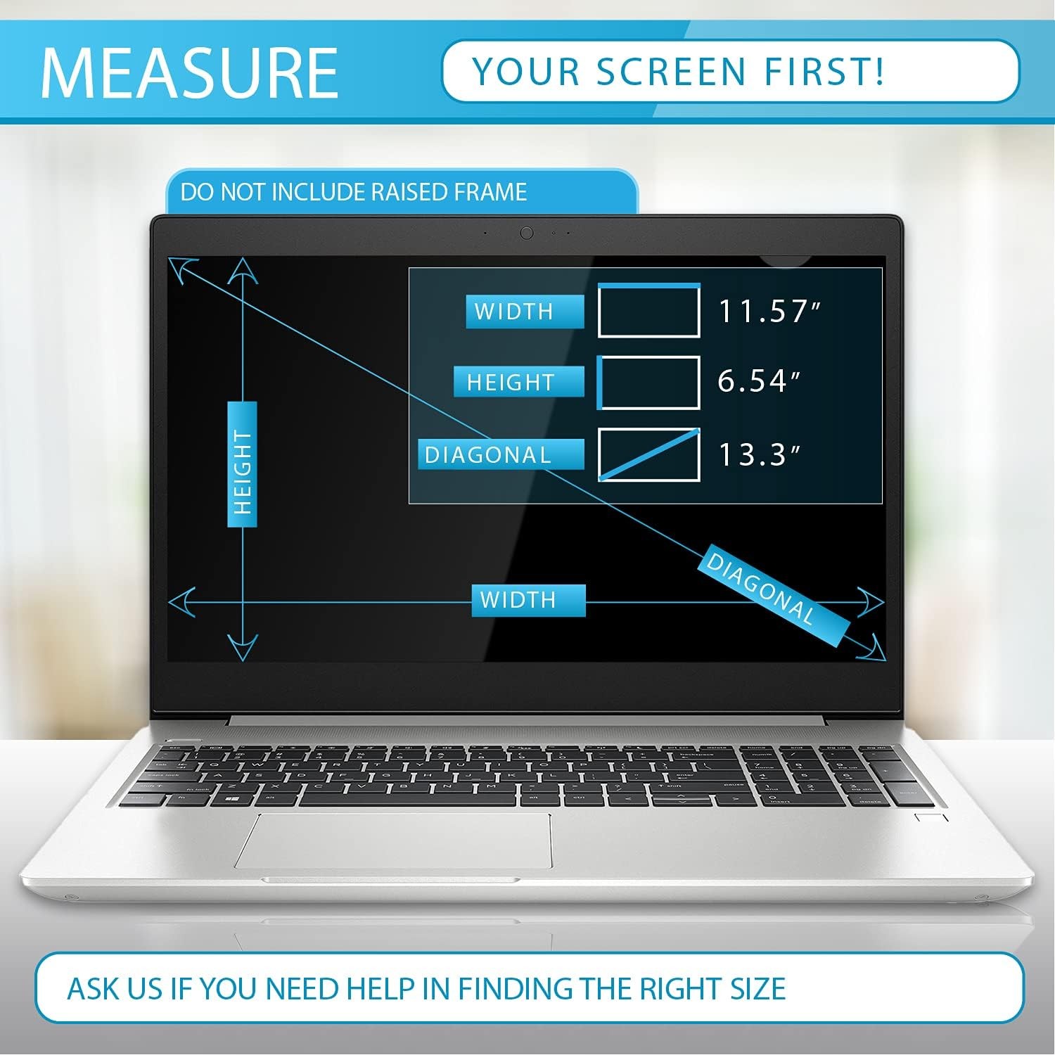 Blue Light Tempered Glass Screen Protector for 13.3 Inches Laptop, 9H Hardness