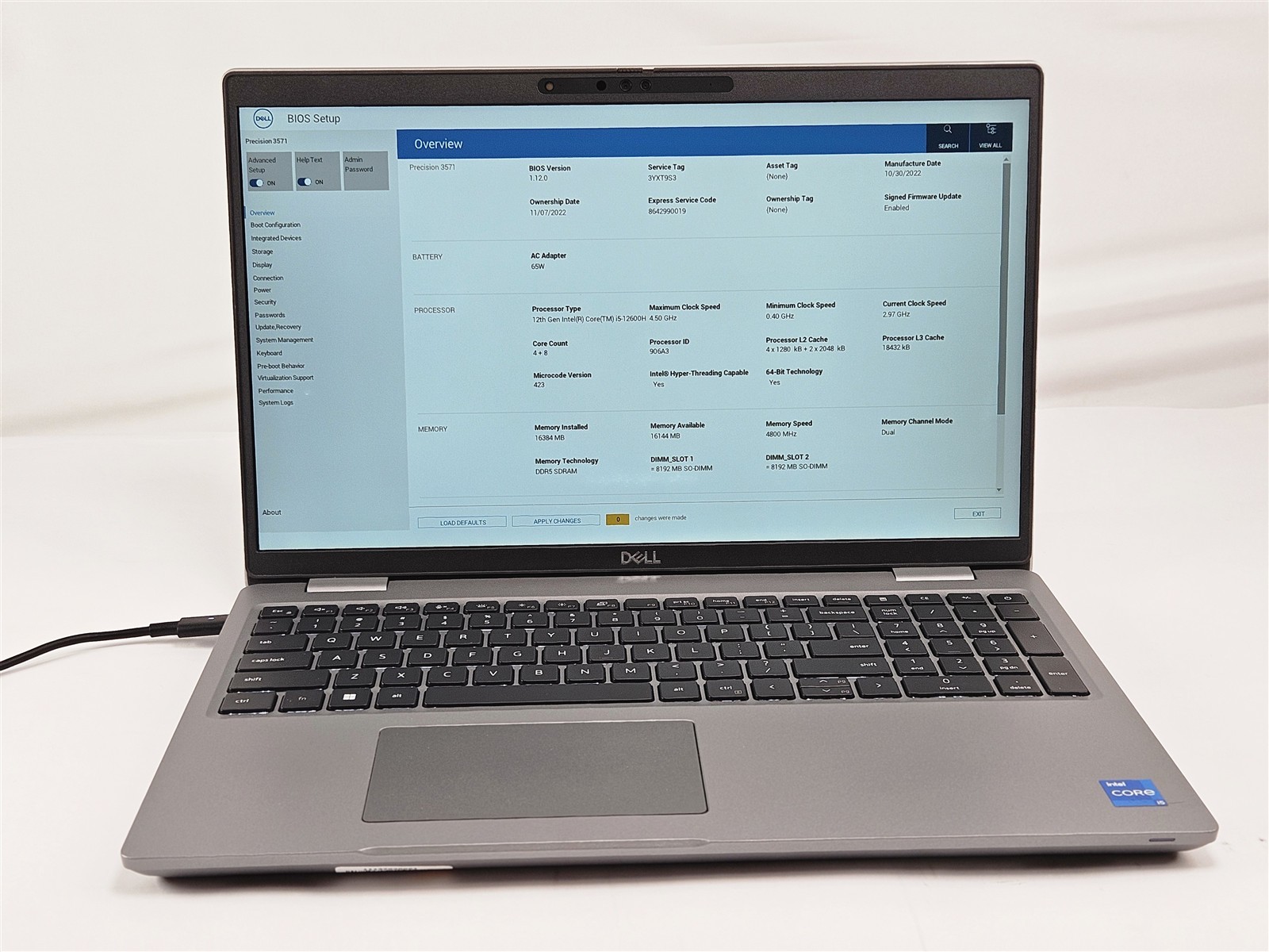 Dell 15.6″ Precision 3571 Intel Core i5-12600H 16GB RAM 256GB SSD FHD T600 Gray