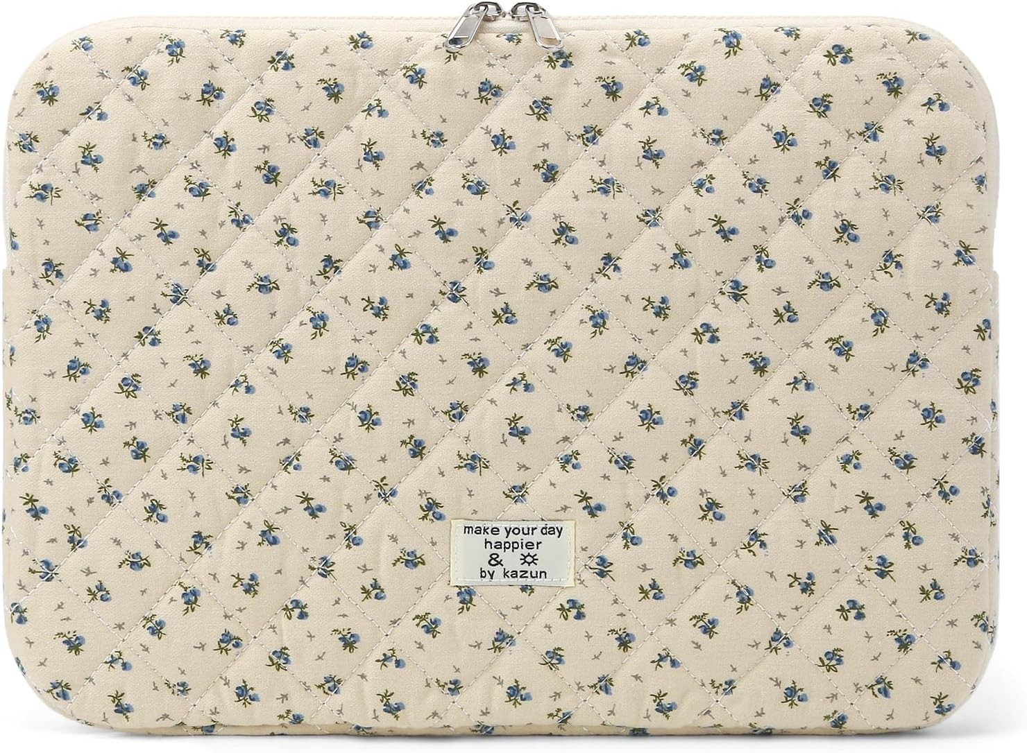 Puffy Laptop Sleeve 13 Inch Cute Quilted Laptop Protective Case Padded Floral
