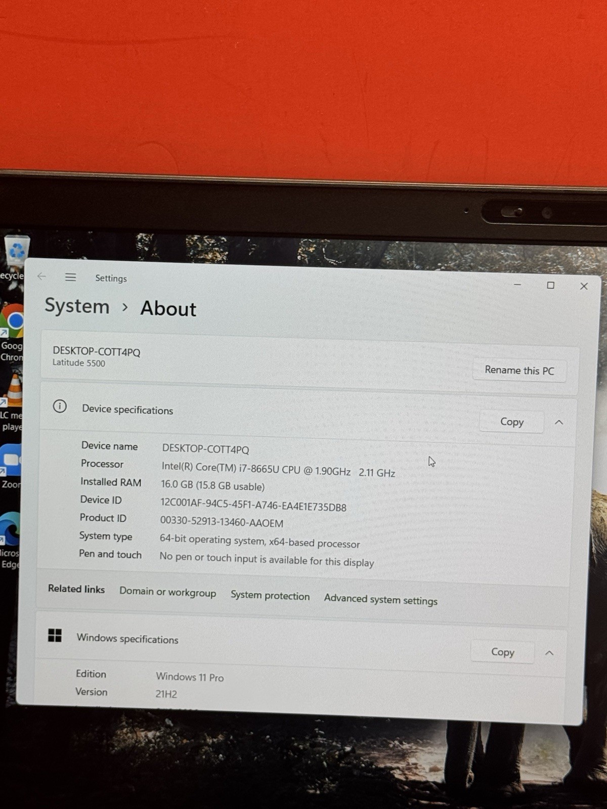 Dell Latitude 5500 15.6″ 8th i7-1.9GHz 16GB RAM 256GB SSD Windows 11pro