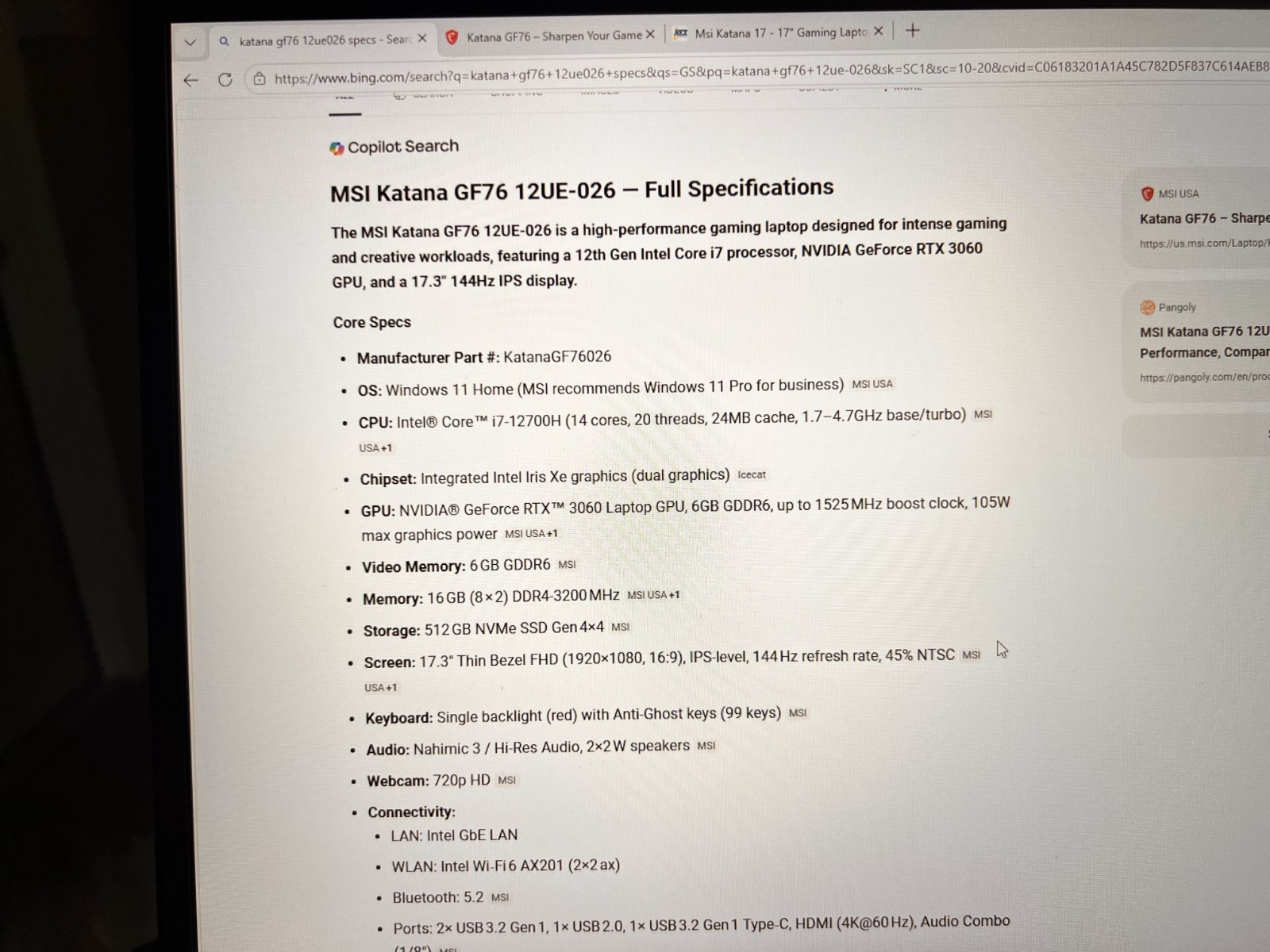 MSI Katana GF76 12UE-026 17.3-inch gaming laptop