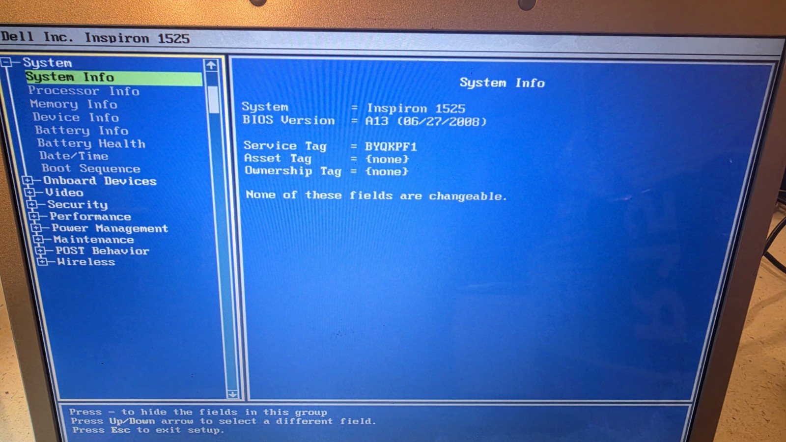 DELL INSPIRON 1525 – BOOTS TO BIOS – INTEL CORE 2 DUO – 2GB RAM – READ DESC