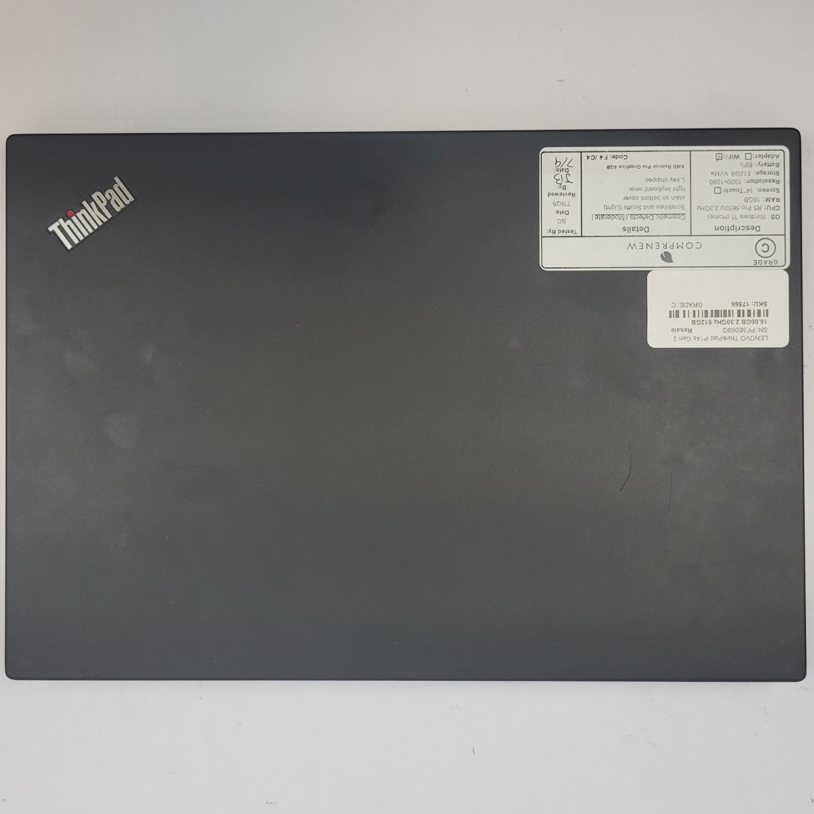 LENOVO ThinkPad P14s G2a Win 11 R5 Pro 5650U 16GB RAM 512GB NVME | Grade C