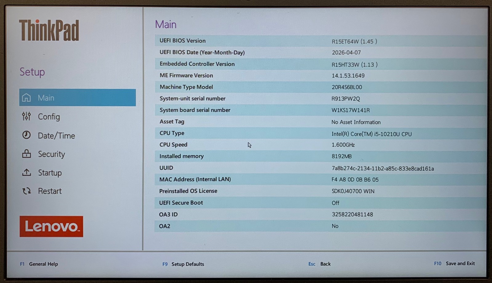 Lenovo ThinkPad L13 14″ Laptop i5-10210U 8GB RAM 256GB NVMe, As Is