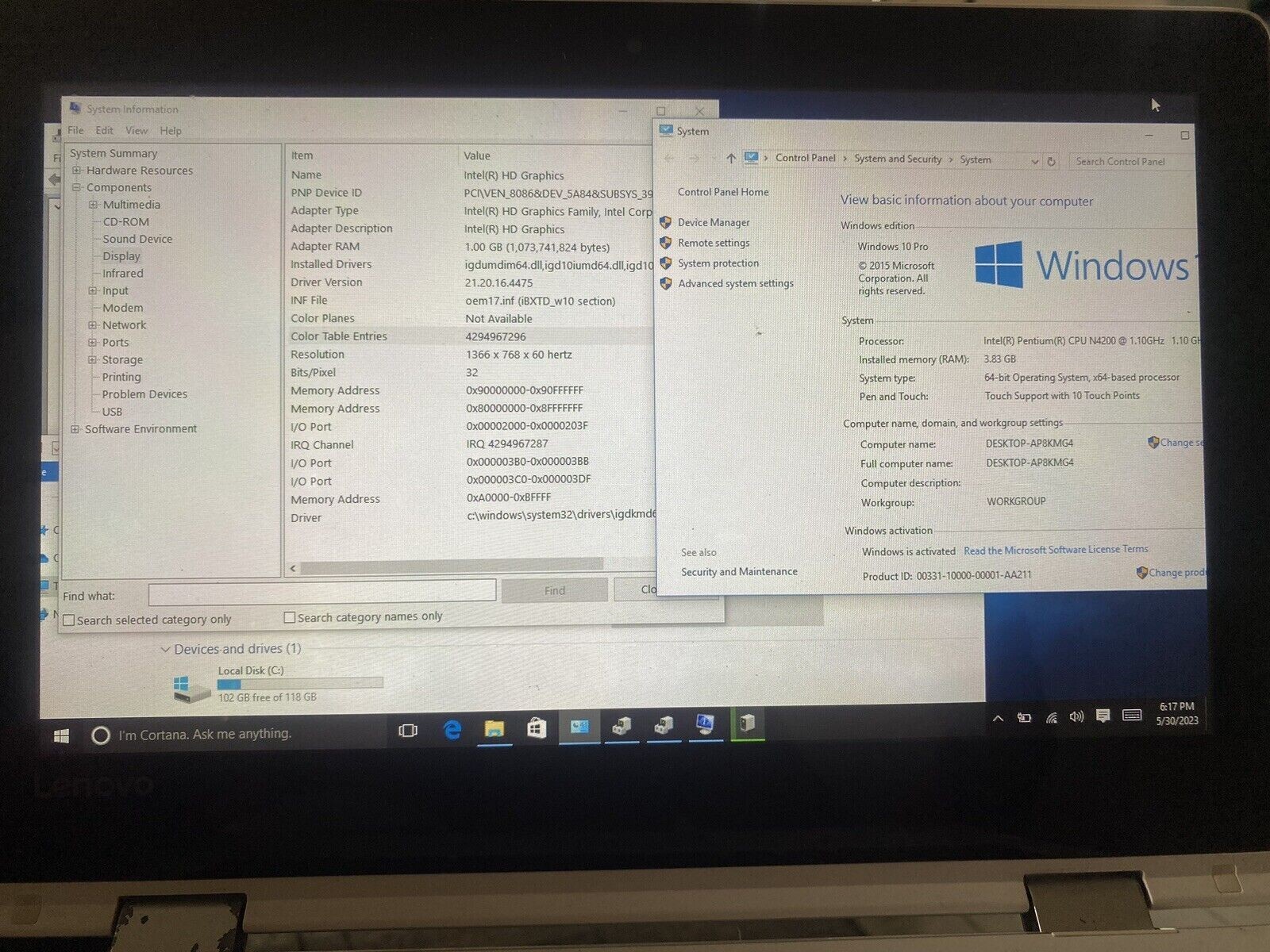 Lenovo YOGA 310 Touch Intel R N4200 128GB SSD 4GB 360’LED 80U2 Win 10 Pro @NS