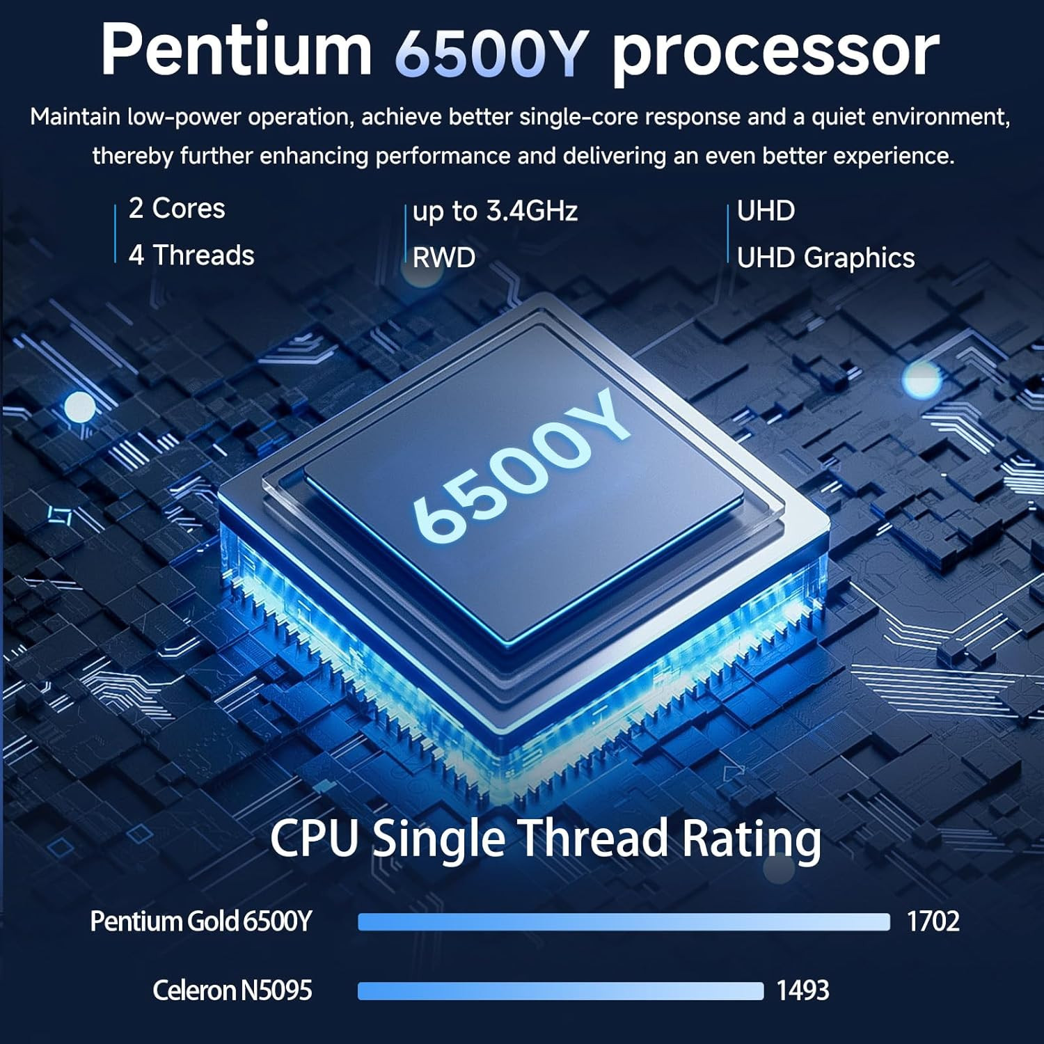 Laptop Computer, 16 GB RAM, 512 GB SSD, Pentium 6500Y Processor (Up to 3.4 Ghz),