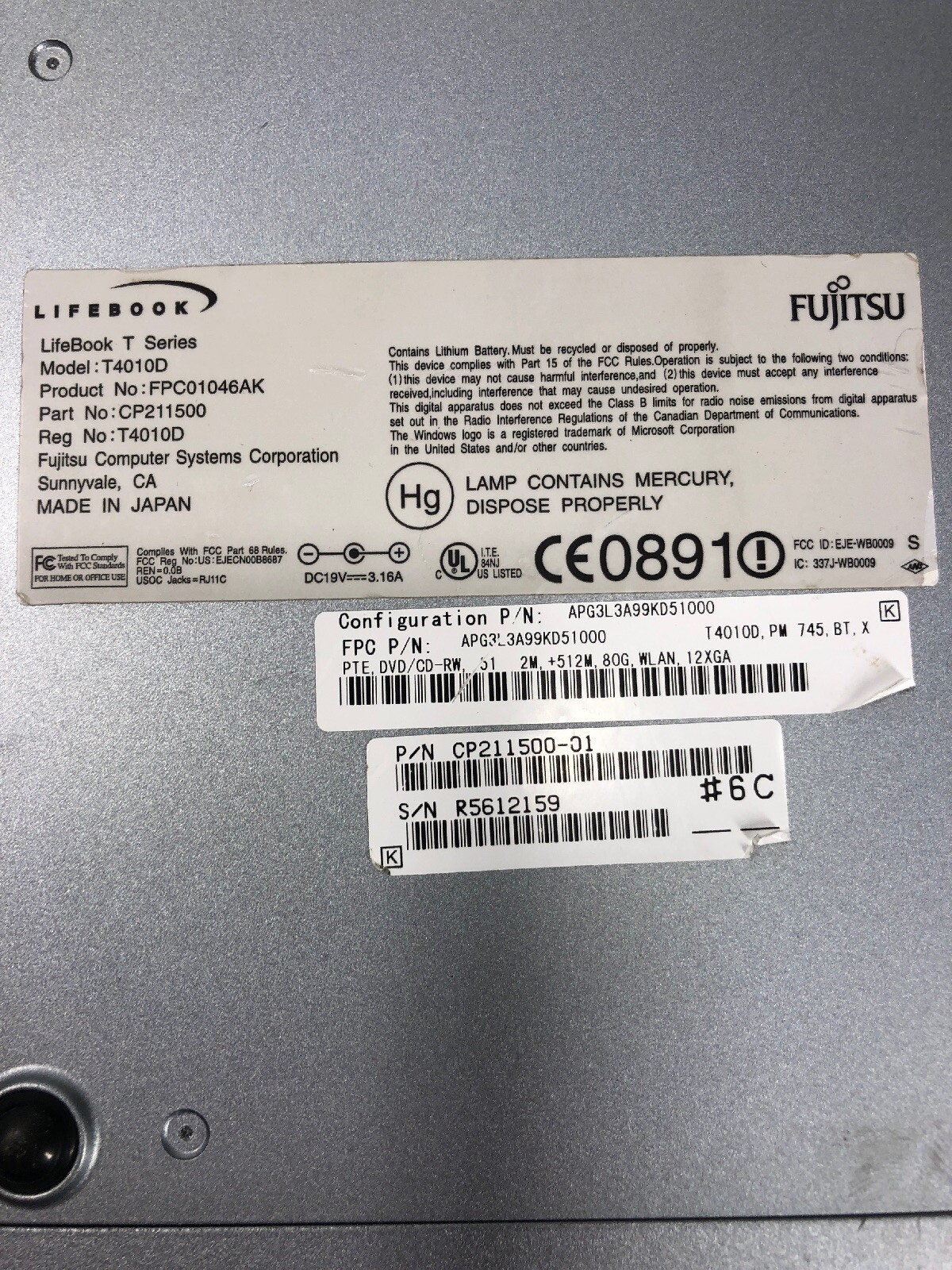 LOT Of 2 Fujitsu Lifebook T Series T4010 Tablet 1GB Ram No Hard drive
